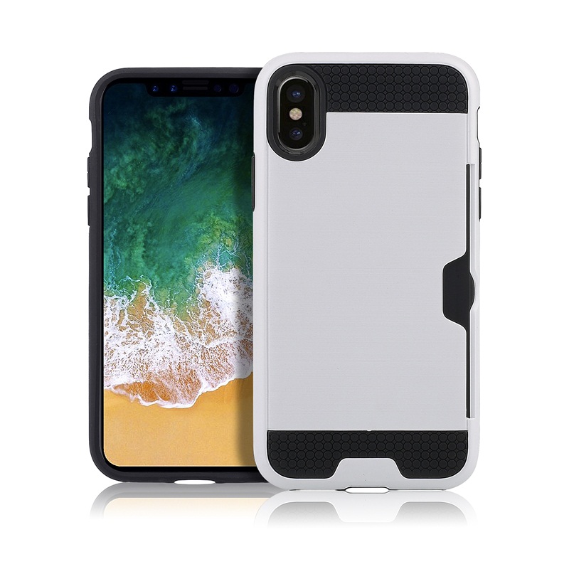 Brushed Hybrid PC + TPU Card Holder Back Case for iPhone X/XS 5.8 inch - White, iPhone XS 5.8 inch
Brushed Hybrid PC + TPU Card Holder Back Case for iPhone X/XS 5.8 inch - White, iPhone XS 5.8 inch