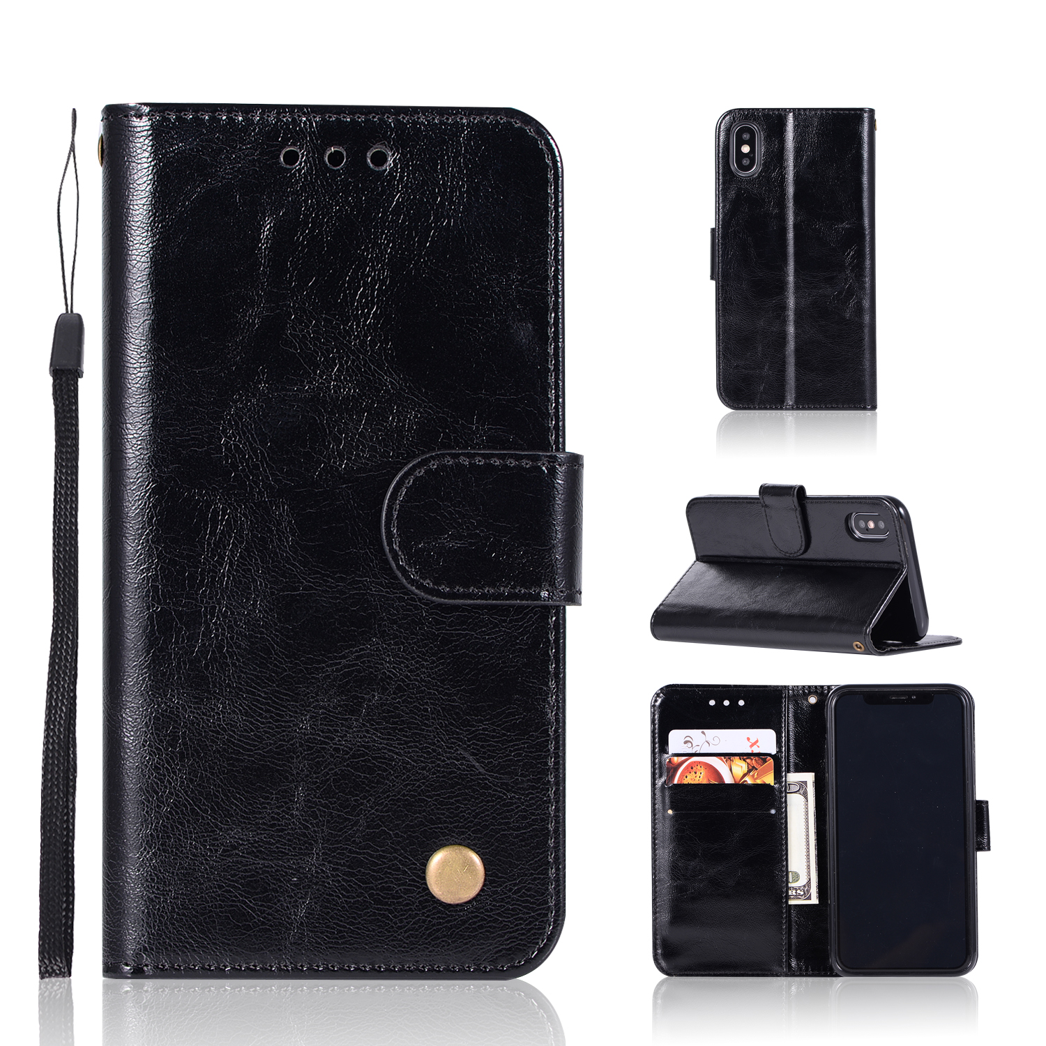 Retro Style PU Leather Wallet Stand Protective Case for iPhone XS Max 6.5 inch - Black, iPhone XS Max 6.5 inch
Retro Style PU Leather Wallet Stand Protective Case for iPhone XS Max 6.5 inch - Black, iPhone XS Max 6.5 inch