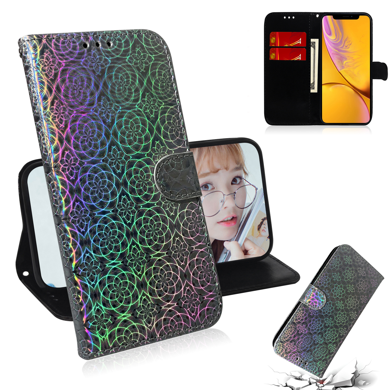 Flower Pattern Leather Wallet Stand Case for iPhone XR 6.1 inch - Grey, iPhone XR 6.1 inch
Flower Pattern Leather Wallet Stand Case for iPhone XR 6.1 inch - Grey, iPhone XR 6.1 inch