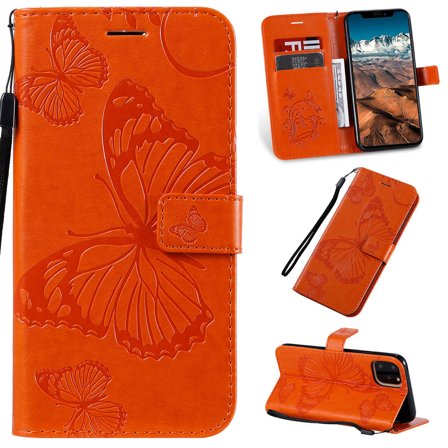 Imprint Butterfly Leather Wallet Stand Phone Case for iPhone 11 Pro Max 6.5-inch (2019) - Orange, iPhone 11 Pro Max 6.5 inch
Imprint Butterfly Leather Wallet Stand Phone Case for iPhone 11 Pro Max 6.5-inch (2019) - Orange, iPhone 11 Pro Max 6.5 inch