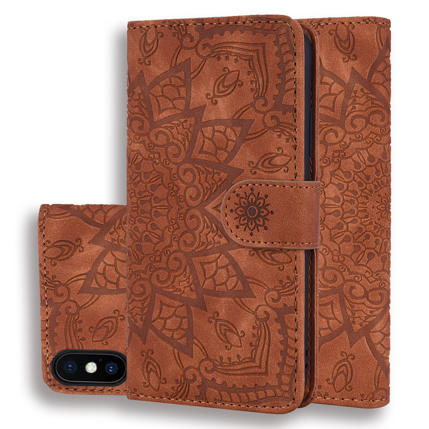 Imprint Flower Leather Wallet Case for iPhone XS/X 5.8 inch - Brown, iPhone XS 5.8 inch
Imprint Flower Leather Wallet Case for iPhone XS/X 5.8 inch - Brown, iPhone XS 5.8 inch