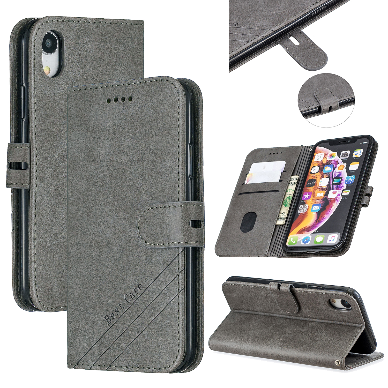 Wallet Leather Stand Case Phone Covering for iPhone XR 6.1 inch - Grey, iPhone XR 6.1 inch
Wallet Leather Stand Case Phone Covering for iPhone XR 6.1 inch - Grey, iPhone XR 6.1 inch