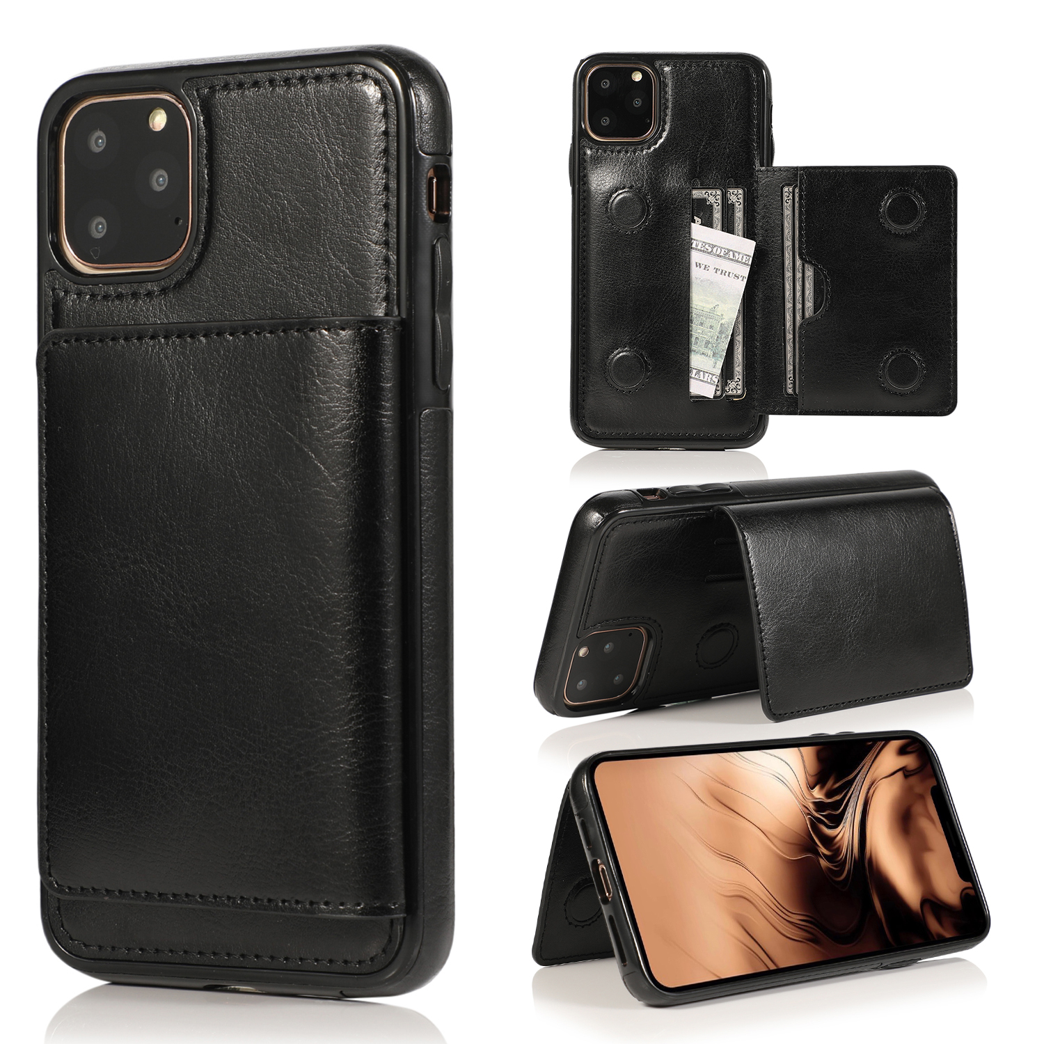 PU Leather + TPU Multiple Card Slots Phone Stand Shell for iPhone 11 Pro 5.8 inch (2019) - Black, iPhone 11 Pro 5.8 inch
PU Leather + TPU Multiple Card Slots Phone Stand Shell for iPhone 11 Pro 5.8 inch (2019) - Black, iPhone 11 Pro 5.8 inch