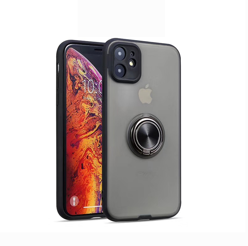 For iPhone 11 Pro 5.8 inch Phone Case Skin-caring Series PC+TPU Finger Ring Holder Cover - Black, iPhone 11 Pro 5.8 inch
For iPhone 11 Pro 5.8 inch Phone Case Skin-caring Series PC+TPU Finger Ring Holder Cover - Black, iPhone 11 Pro 5.8 inch