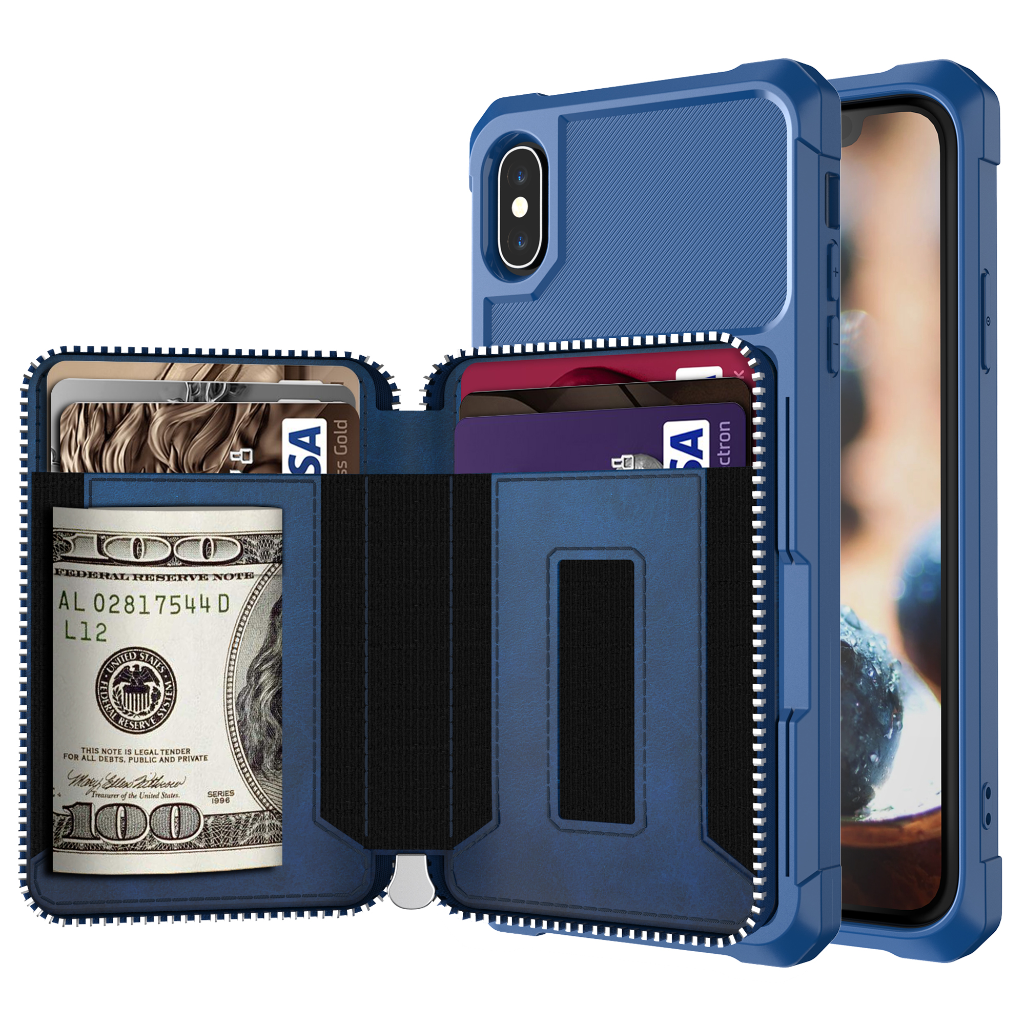 Zipper Wallet Leather Cover Phone Case for Apple iPhone XS Max 6.5 inch - Blue, iPhone XS Max 6.5 inch
Zipper Wallet Leather Cover Phone Case for Apple iPhone XS Max 6.5 inch - Blue, iPhone XS Max 6.5 inch