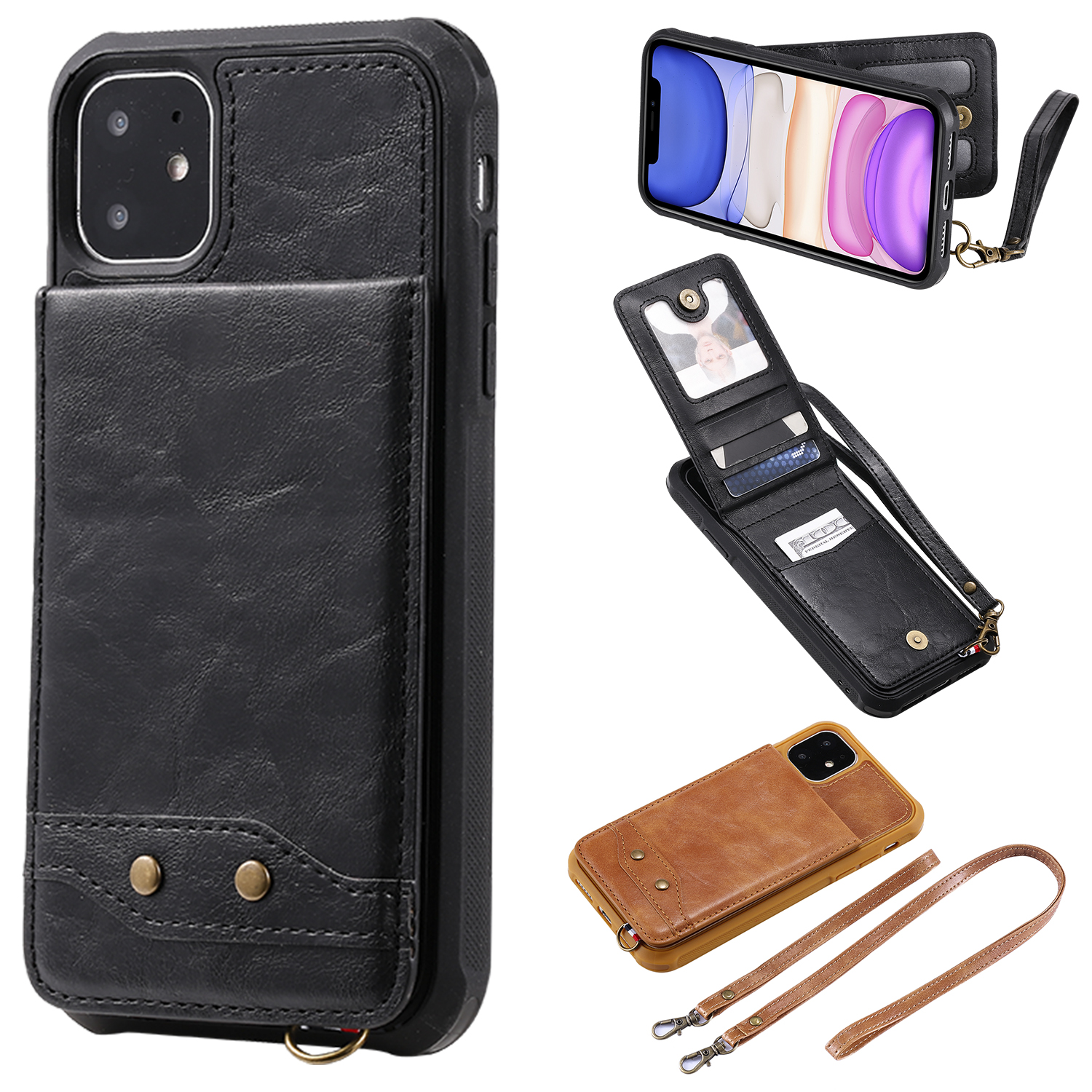 PU Leather Coated TPU Cover with Card Holders for iPhone 11 6.1 inch - Black, iPhone 11 6.1 inch
PU Leather Coated TPU Cover with Card Holders for iPhone 11 6.1 inch - Black, iPhone 11 6.1 inch