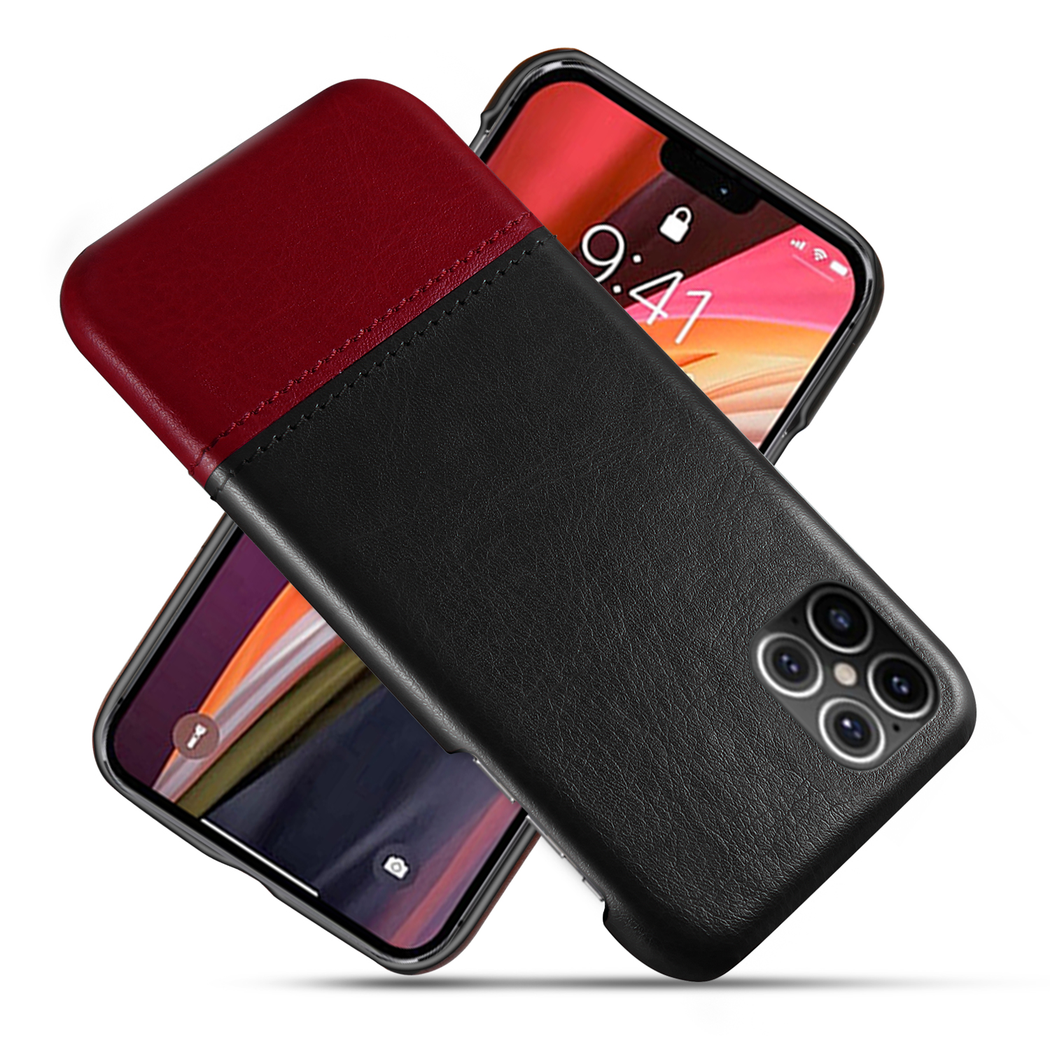 KSQ Dual-color Splicing PU Leather Coated Hard PC Case for iPhone 12 mini - Black / Wine Red, iPhone 12 mini
KSQ Dual-color Splicing PU Leather Coated Hard PC Case for iPhone 12 mini - Black / Wine Red, iPhone 12 mini