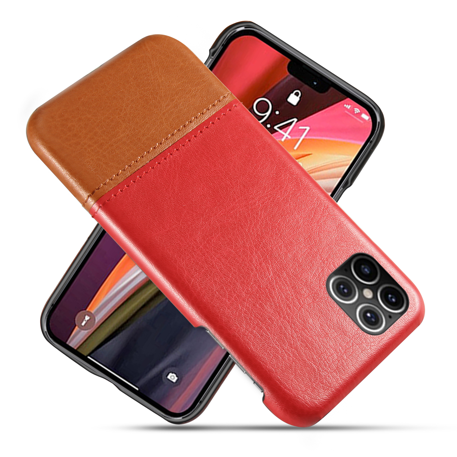 KSQ Dual-color Splicing PU Leather Coated Hard PC Case for iPhone 12 mini - Red / Orange, iPhone 12 mini
KSQ Dual-color Splicing PU Leather Coated Hard PC Case for iPhone 12 mini - Red / Orange, iPhone 12 mini