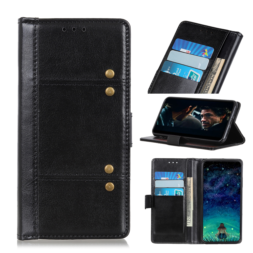 Rivet Decor Crazy Horse Leather Cell Phone Case for iPhone 12 Pro/12 - Black, iPhone 12
Rivet Decor Crazy Horse Leather Cell Phone Case for iPhone 12 Pro/12 - Black, iPhone 12