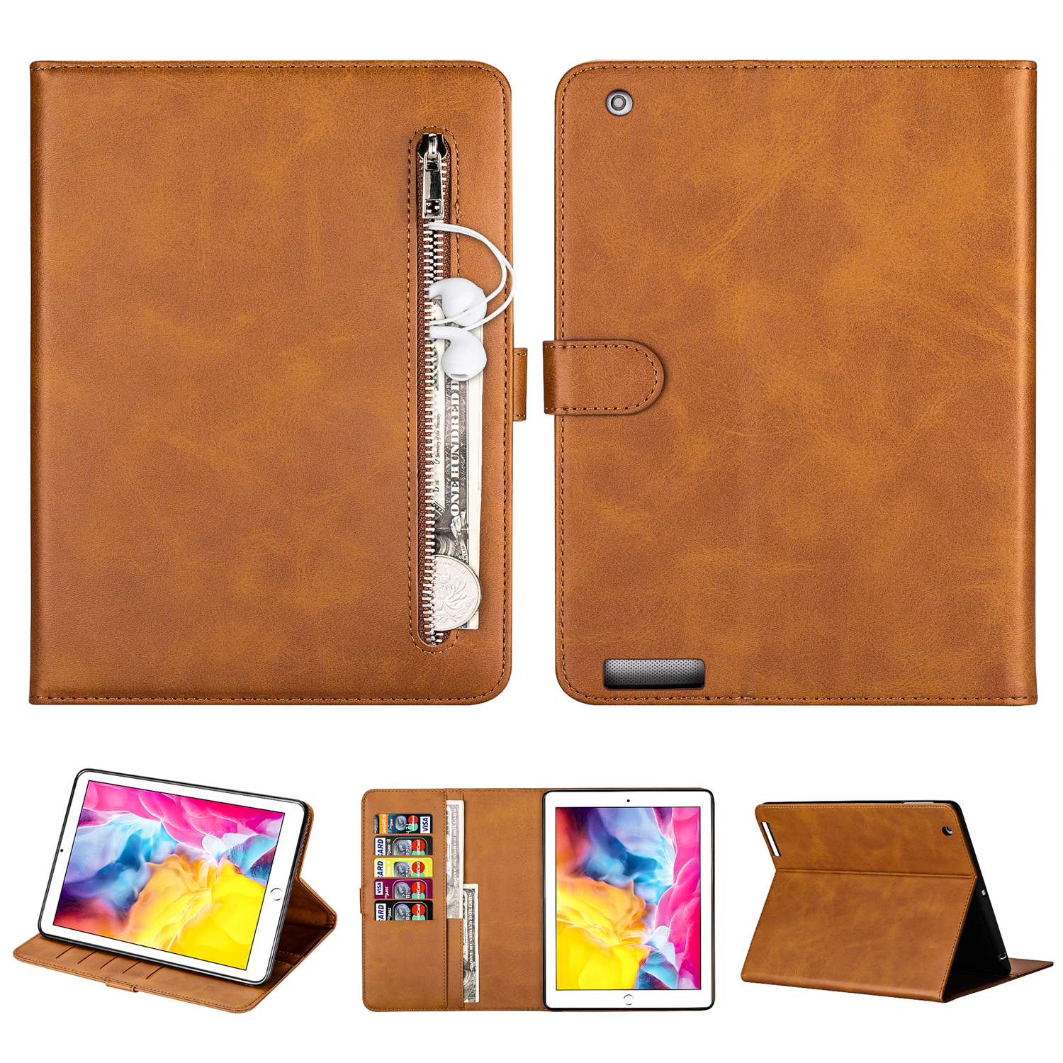 Zipper Pocket Wallet Stand Leather Tablet Protective Cover for iPad 2/3/4 - Brown, iPad 4
Zipper Pocket Wallet Stand Leather Tablet Protective Cover for iPad 2/3/4 - Brown, iPad 4