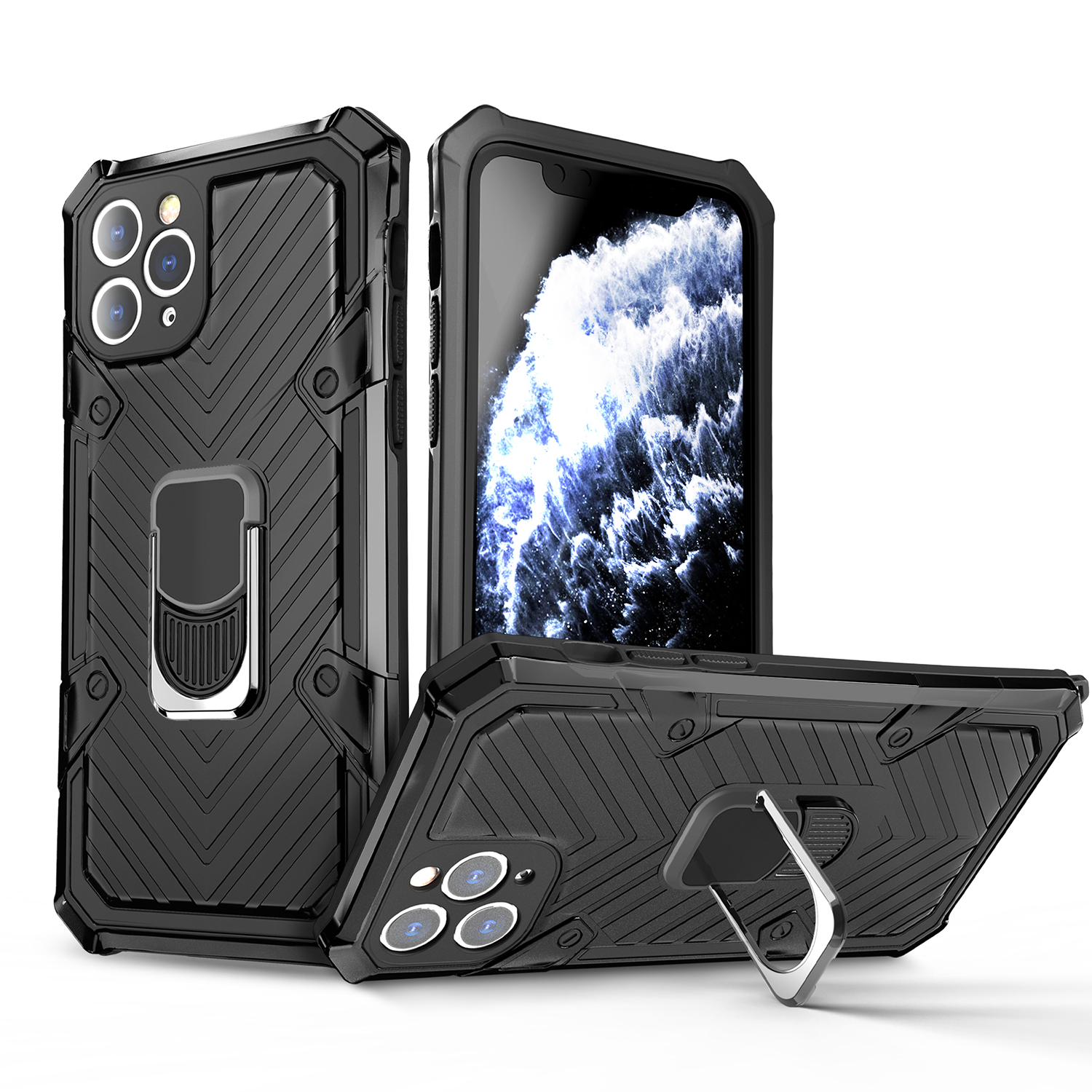 Rotatable Finger Ring Kickstand PC + TPU Hybrid Back Case for iPhone 11 Pro Max 6.5-inch - Black, iPhone 11 Pro Max 6.5 inch
Rotatable Finger Ring Kickstand PC + TPU Hybrid Back Case for iPhone 11 Pro Max 6.5-inch - Black, iPhone 11 Pro Max 6.5 inch