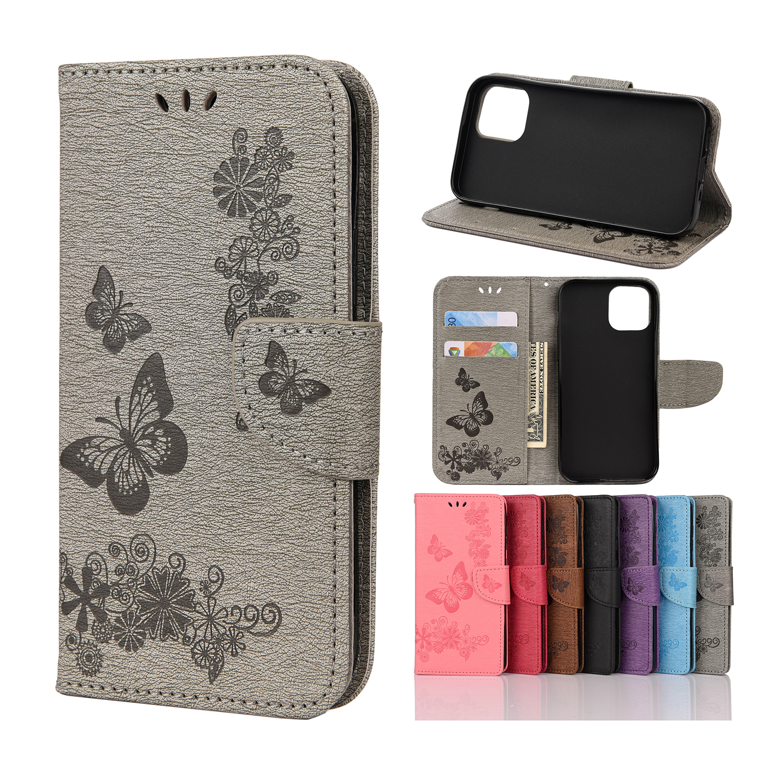 Imprint Flower Butterfly Leather Wallet Case for iPhone 12 Pro Max 6.7 inch - Grey, iPhone 12 Pro Max
Imprint Flower Butterfly Leather Wallet Case for iPhone 12 Pro Max 6.7 inch - Grey, iPhone 12 Pro Max