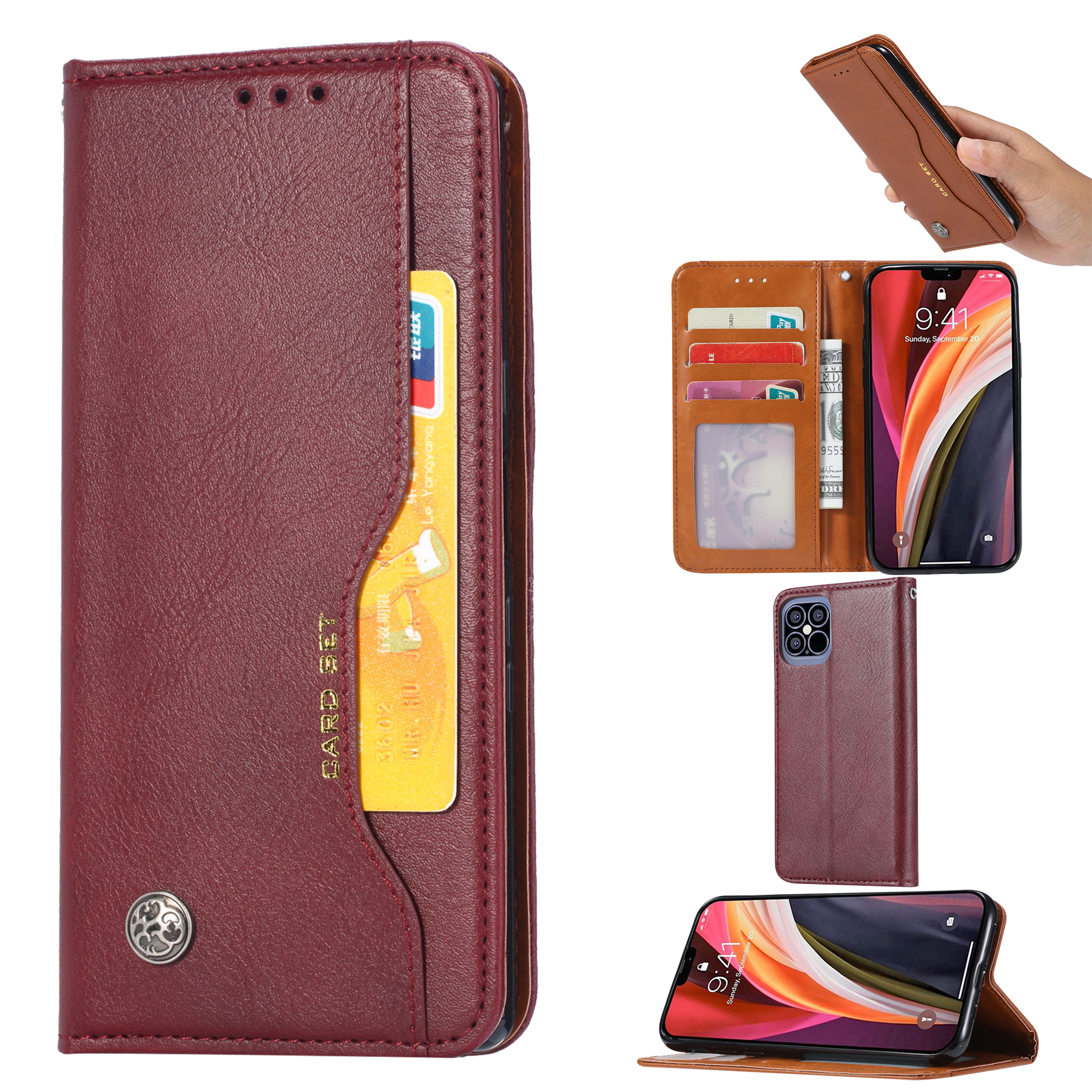 Classic Auto-absorbed Leather Wallet Phone Shell for iPhone 12 Pro Max 6.7 inch - Wine Red, iPhone 12 Pro Max
Classic Auto-absorbed Leather Wallet Phone Shell for iPhone 12 Pro Max 6.7 inch - Wine Red, iPhone 12 Pro Max