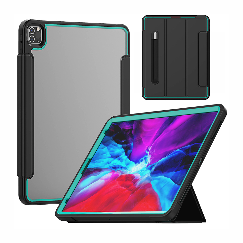 For iPad Pro 12.9-inch (2020)/(2018) Tri-fold Stand Auto Wake/Sleep Tablet Case PU Leather+Acrylic+PC+TPU Hybrid Cover - Black/Baby Blue, iPad Pro 12.9-inch (2020)
For iPad Pro 12.9-inch (2020)/(2018) Tri-fold Stand Auto Wake/Sleep Tablet Case PU Leather+Acrylic+PC+TPU Hybrid Cover - Black/Baby Blue, iPad Pro 12.9-inch (2020)