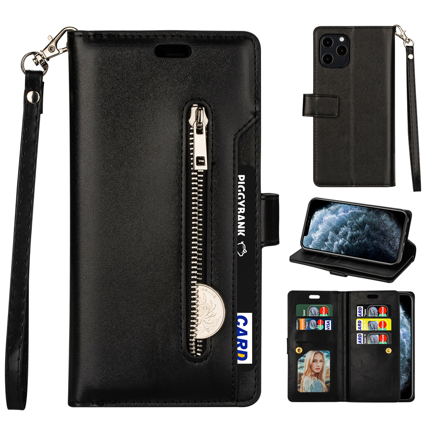 Zippered Multi-slot with Wallet Leather Cover for iPhone 12 Pro Max 6.7 inch - Black, iPhone 12 Pro Max
Zippered Multi-slot with Wallet Leather Cover for iPhone 12 Pro Max 6.7 inch - Black, iPhone 12 Pro Max