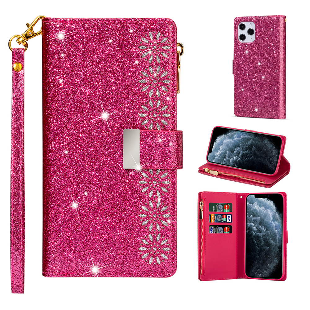 Glittery Starry Zipper Wallet Stand Leather Cover for iPhone 12 mini - Rose, iPhone 12 mini
Glittery Starry Zipper Wallet Stand Leather Cover for iPhone 12 mini - Rose, iPhone 12 mini