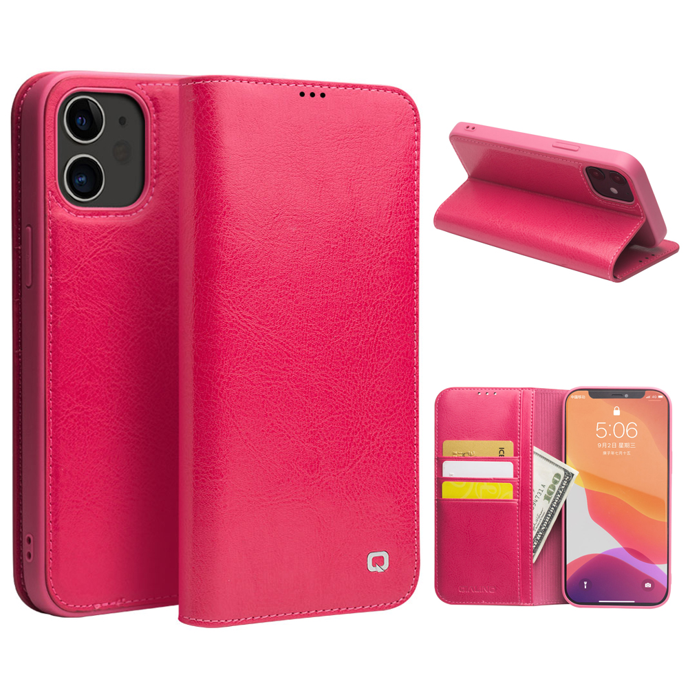 QIALINO For iPhone 12 mini 5.4 inch Genuine Cowhide Leather Case Wallet Stand Phone Cover - Rose, iPhone 12 mini
QIALINO For iPhone 12 mini 5.4 inch Genuine Cowhide Leather Case Wallet Stand Phone Cover - Rose, iPhone 12 mini