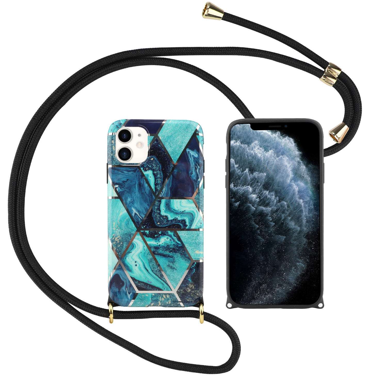 Electroplating Geometry Pattern TPU Phone Cover Case with Adjustable Lanyard for iPhone 12/12 Pro - Blue Geometry, iPhone 12 Pro
Electroplating Geometry Pattern TPU Phone Cover Case with Adjustable Lanyard for iPhone 12/12 Pro - Blue Geometry, iPhone 12 Pro