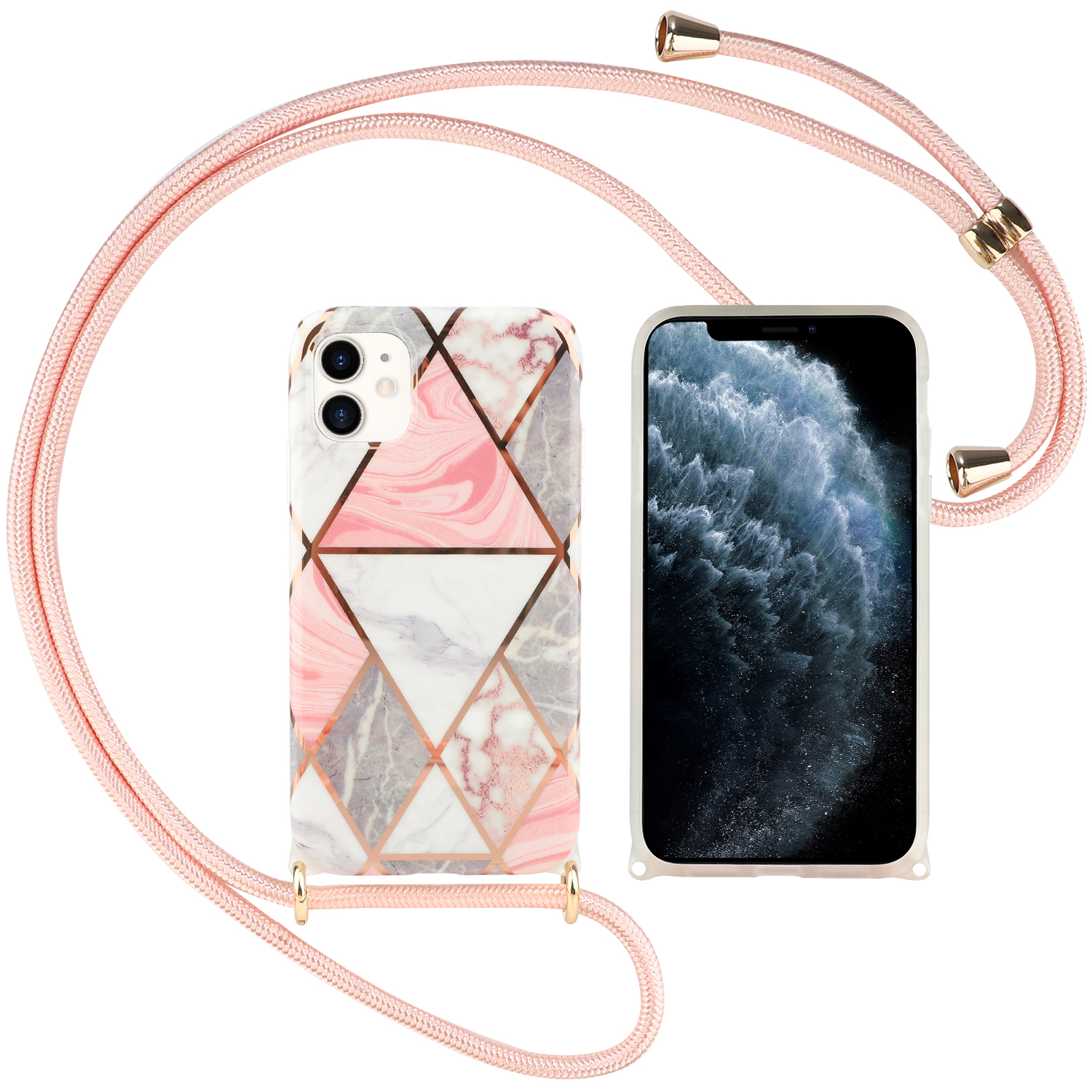Electroplating Geometry Pattern TPU Phone Cover Case with Adjustable Lanyard for iPhone 12/12 Pro - Big Pink Triangle, iPhone 12 Pro
Electroplating Geometry Pattern TPU Phone Cover Case with Adjustable Lanyard for iPhone 12/12 Pro - Big Pink Triangle, iPhone 12 Pro