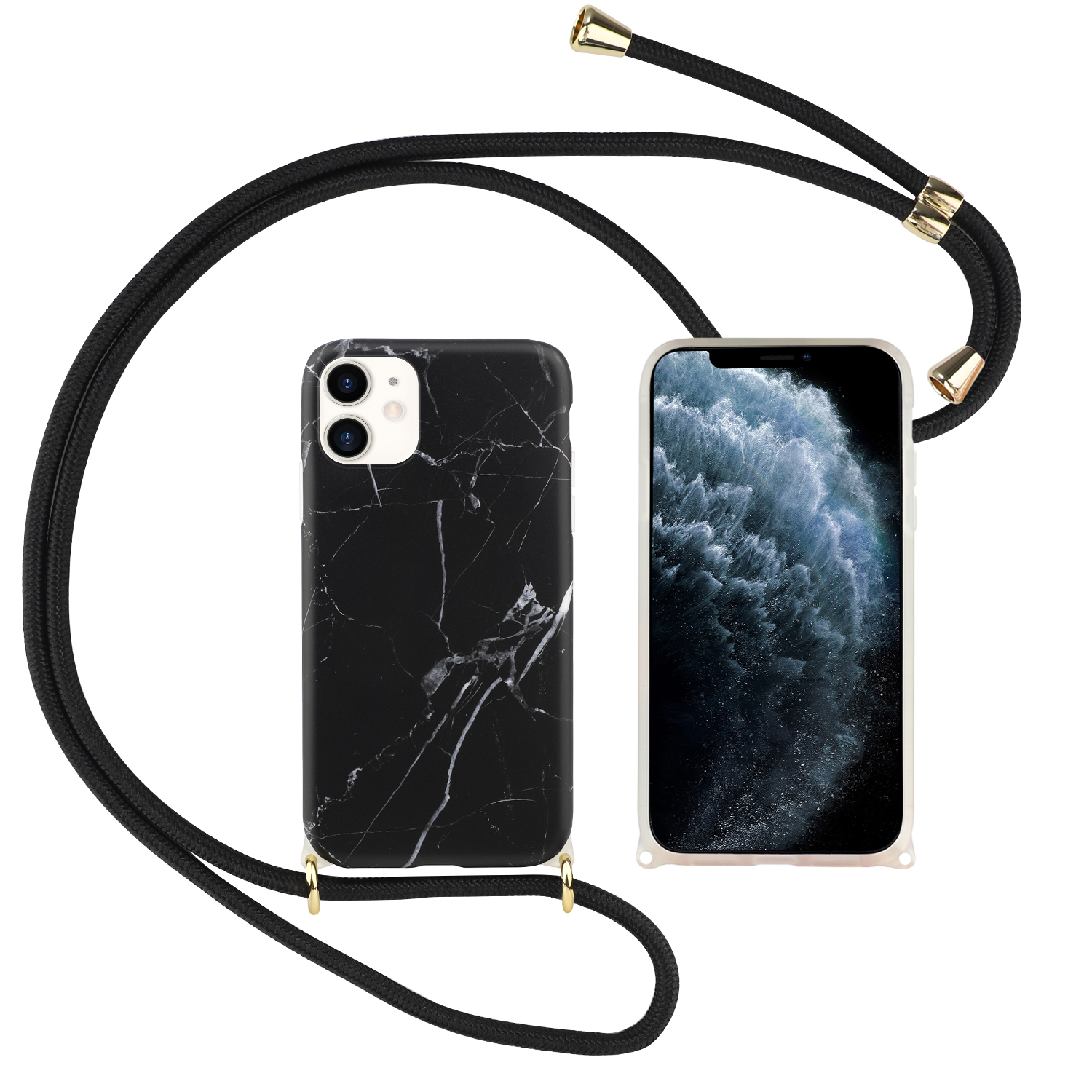 IMD Matte TPU Phone Cover Case with Adjustable Lanyard for iPhone 12 Pro Max - Black Marble, iPhone 12 Pro Max
IMD Matte TPU Phone Cover Case with Adjustable Lanyard for iPhone 12 Pro Max - Black Marble, iPhone 12 Pro Max