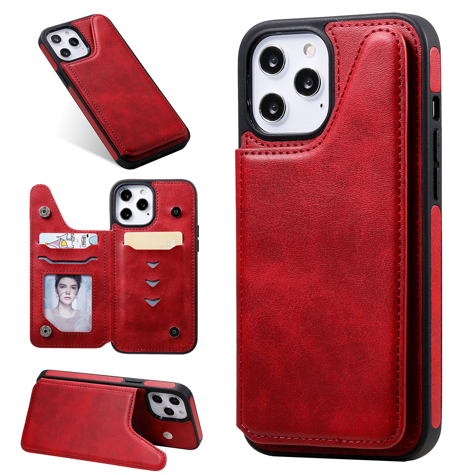 Shockproof Leather Coated TPU Phone Protective Shell with Card Slots for iPhone 12 Pro Max - Red, iPhone 12 Pro Max
Shockproof Leather Coated TPU Phone Protective Shell with Card Slots for iPhone 12 Pro Max - Red, iPhone 12 Pro Max