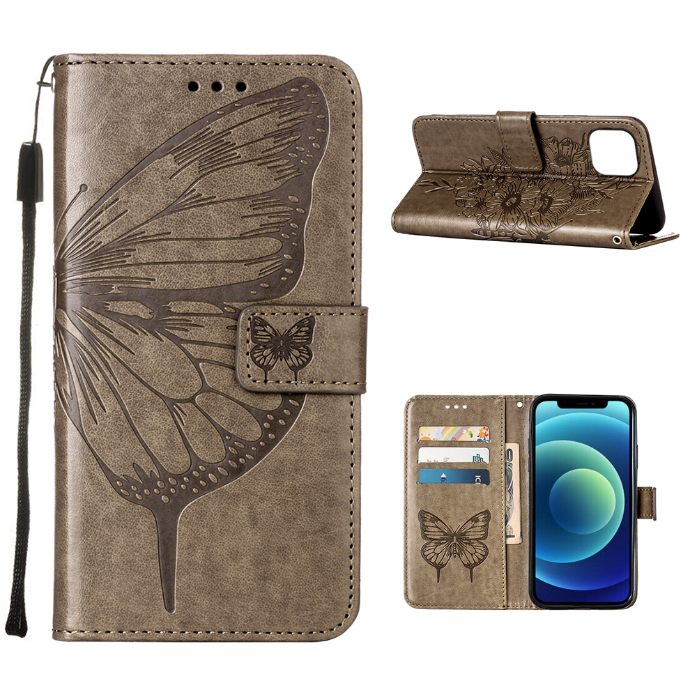 Imprint Butterfly Wallet Stand Leather Case for iPhone 12 / iPhone 12 Pro - Grey, iPhone 12
Imprint Butterfly Wallet Stand Leather Case for iPhone 12 / iPhone 12 Pro - Grey, iPhone 12