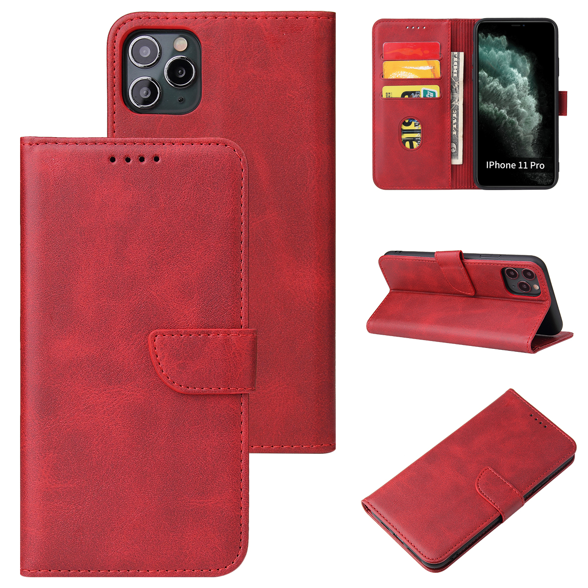 Skin-Touch Flap Leather Phone Cover with Wallet and Stand Shell for iPhone 11 Pro - Red, iPhone 11 Pro 5.8 inch
Skin-Touch Flap Leather Phone Cover with Wallet and Stand Shell for iPhone 11 Pro - Red, iPhone 11 Pro 5.8 inch