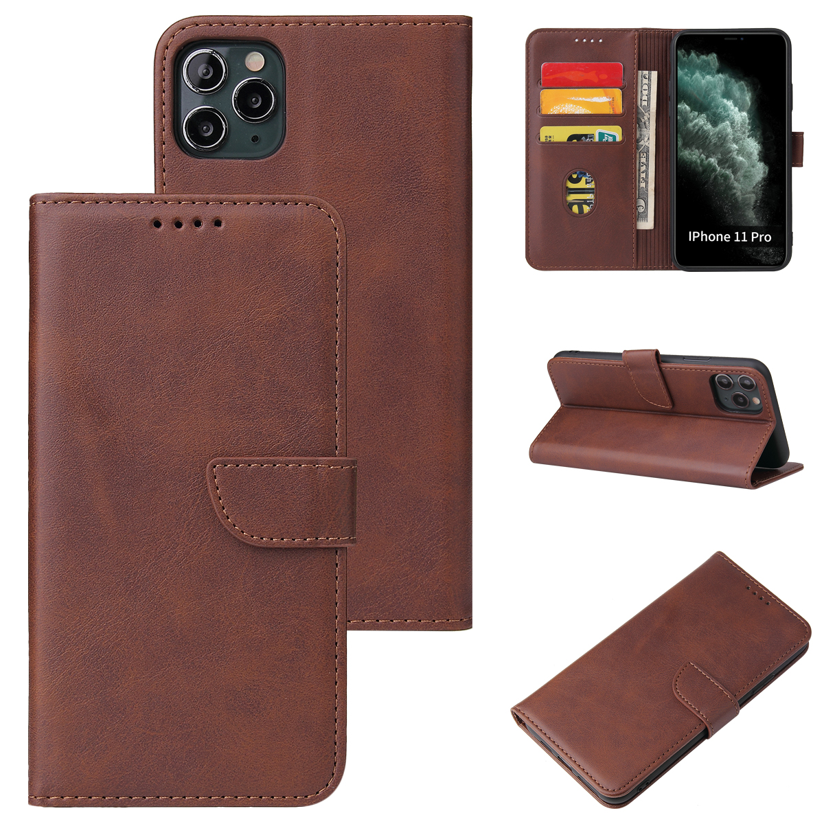 Skin-Touch Flap Leather Phone Cover with Wallet and Stand Shell for iPhone 11 Pro - Brown, iPhone 11 Pro 5.8 inch
Skin-Touch Flap Leather Phone Cover with Wallet and Stand Shell for iPhone 11 Pro - Brown, iPhone 11 Pro 5.8 inch