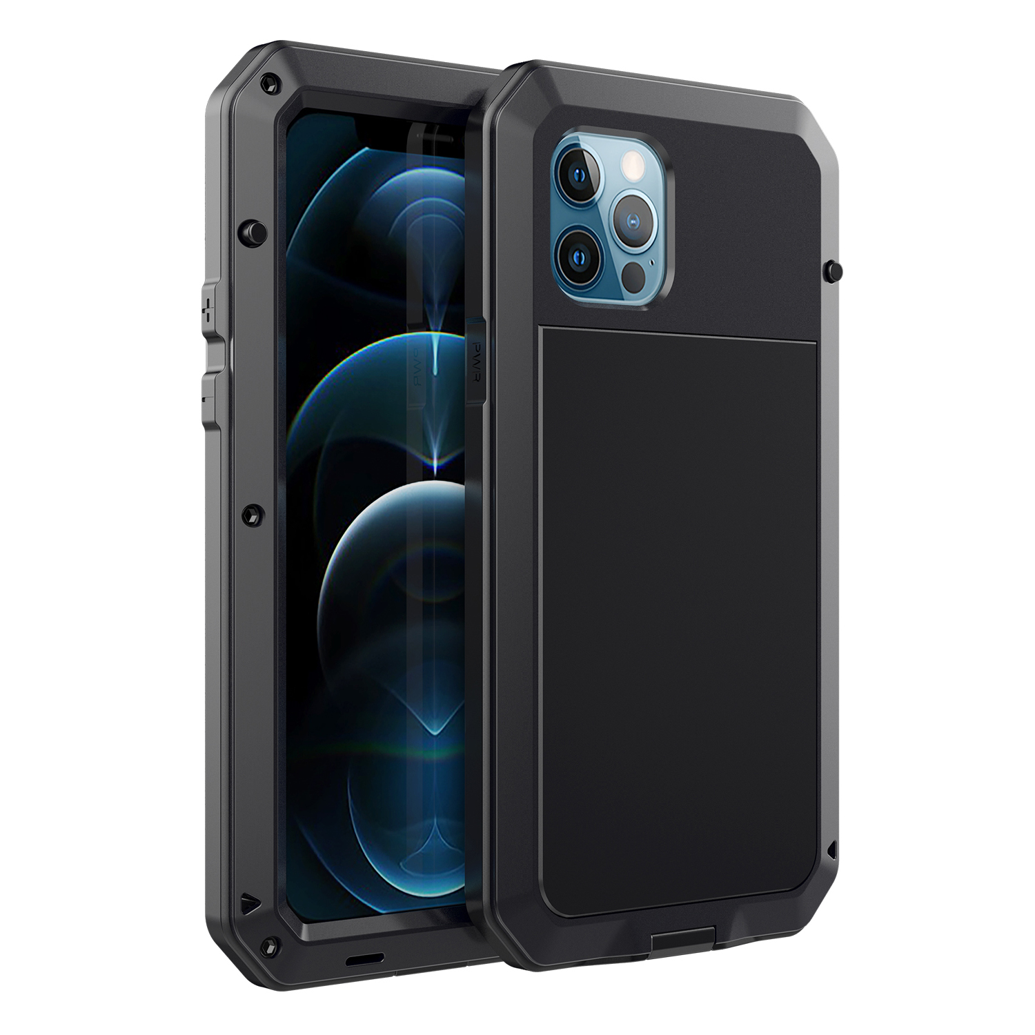 TPU + Metal + Tempered Glass Film Tank Shockproof Phone Case for iPhone 12 Pro Max - Black, iPhone 12 Pro Max
TPU + Metal + Tempered Glass Film Tank Shockproof Phone Case for iPhone 12 Pro Max - Black, iPhone 12 Pro Max