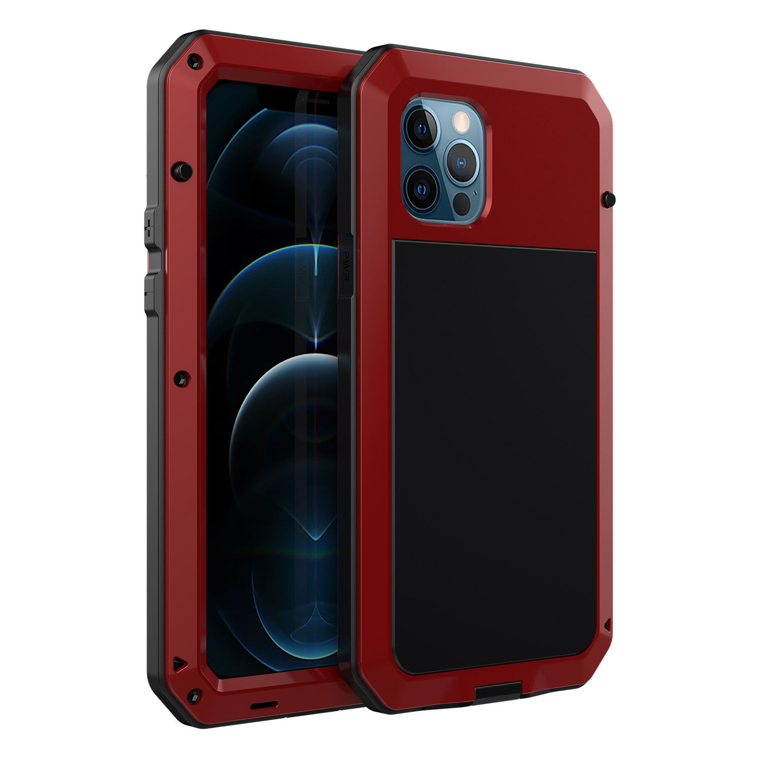 TPU + Metal + Tempered Glass Film Tank Shockproof Phone Case for iPhone 12 Pro Max - Red, iPhone 12 Pro Max
TPU + Metal + Tempered Glass Film Tank Shockproof Phone Case for iPhone 12 Pro Max - Red, iPhone 12 Pro Max