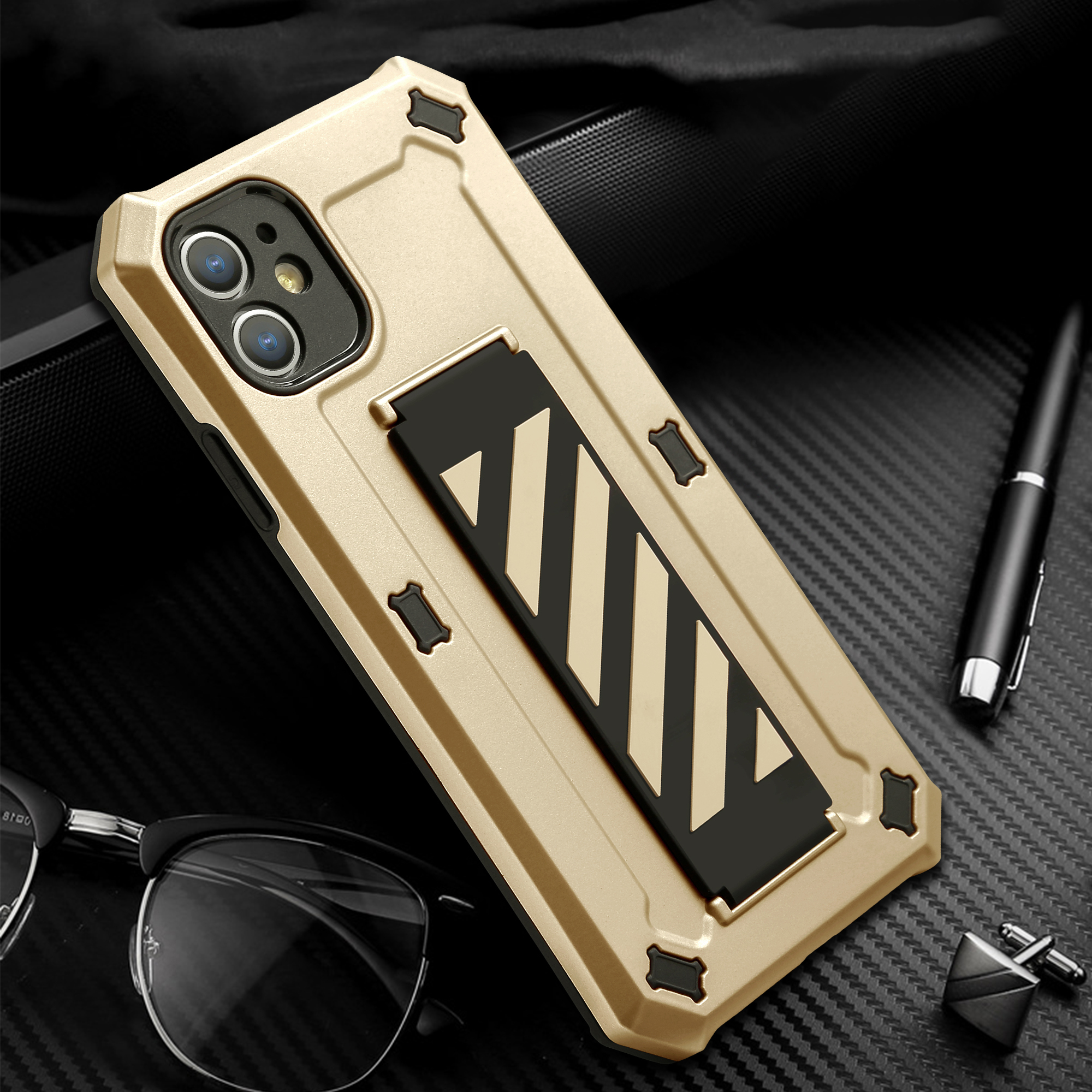 TPU + ПК Гибридный Телефон Крышка Оболочки С Kicstand Для IPhone 12 Mini - Золотистый, iPhone 12 mini
TPU + ПК Гибридный Телефон Крышка Оболочки С Kicstand Для IPhone 12 Mini - Золотистый, iPhone 12 mini