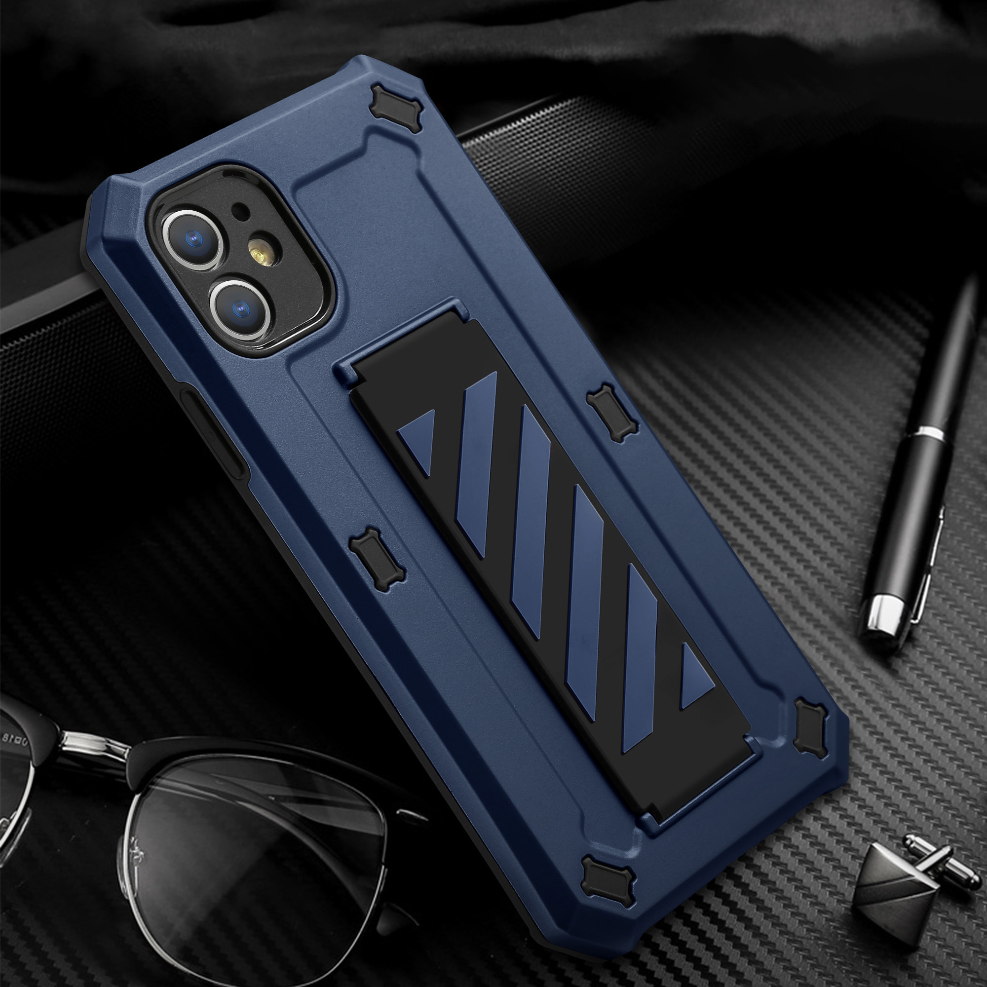 TPU + PC Hybrid Phone Shell Cover with Kickstand for iPhone 12 mini - Blue, iPhone 12 mini
TPU + PC Hybrid Phone Shell Cover with Kickstand for iPhone 12 mini - Blue, iPhone 12 mini