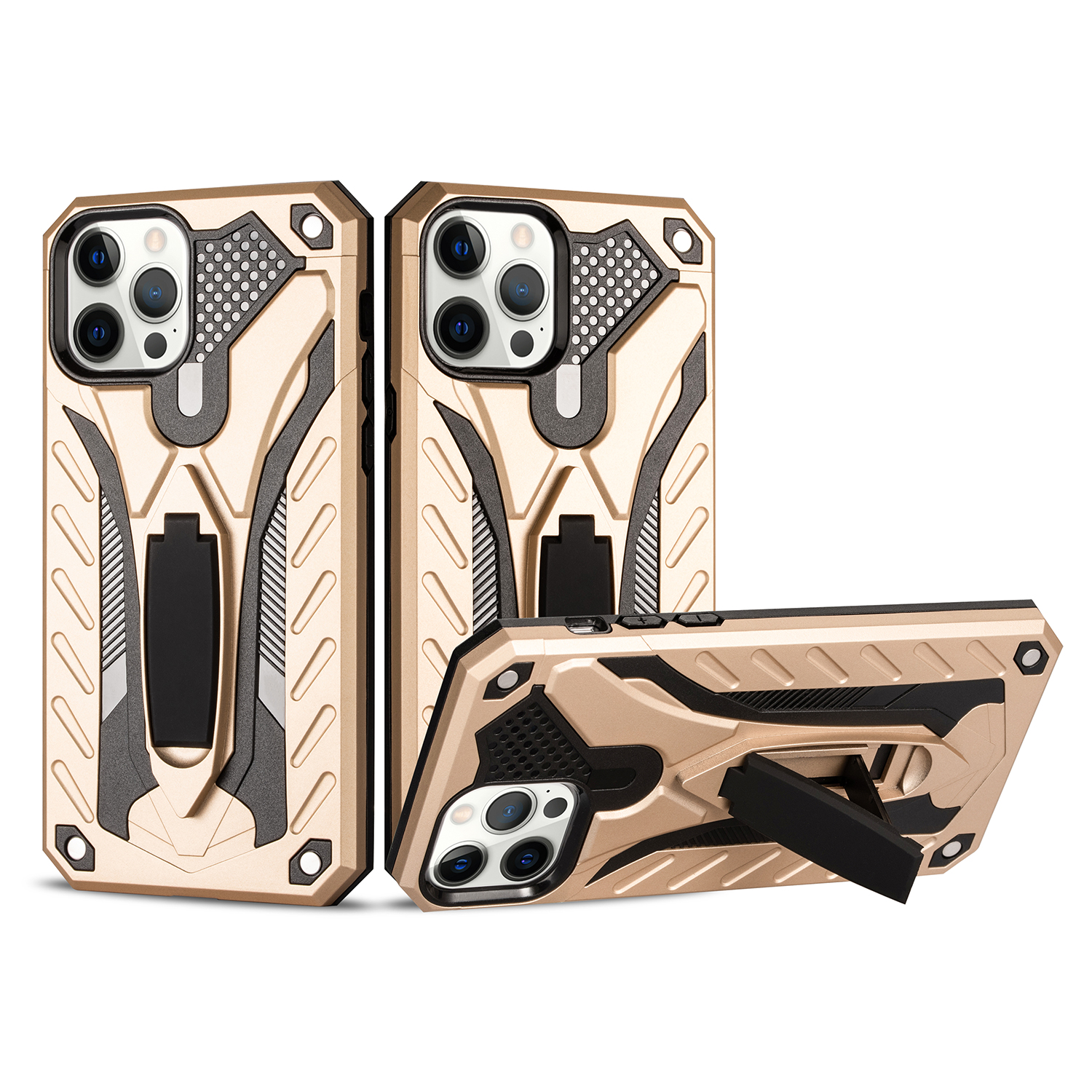 Phantom Knight Style PC + TPU Cover for iPhone 12 Pro Max Kickstand Case - Gold, iPhone 12 Pro Max
Phantom Knight Style PC + TPU Cover for iPhone 12 Pro Max Kickstand Case - Gold, iPhone 12 Pro Max