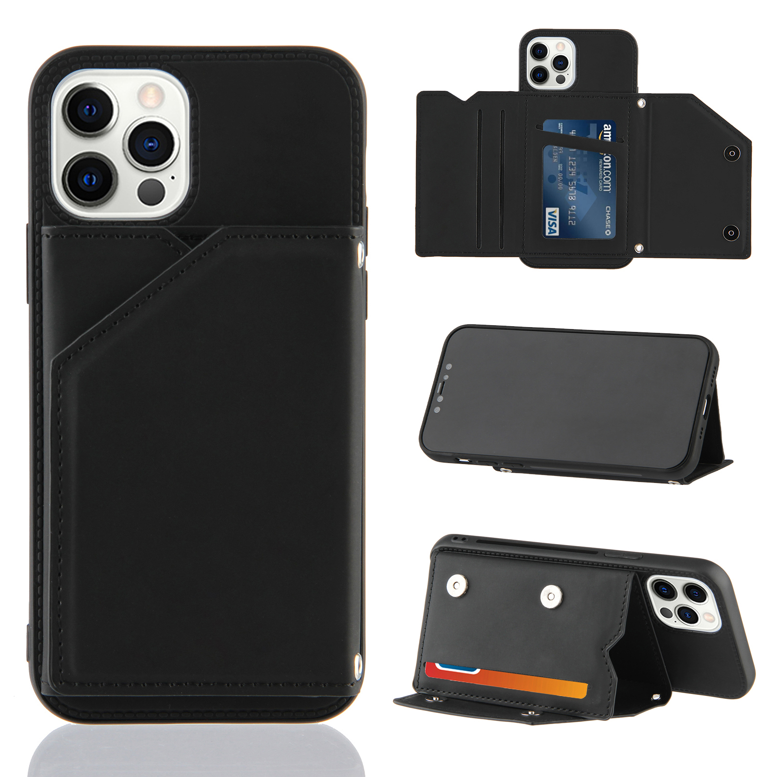 Слоты Для Ударов Стойки Для Карт TPU + PU Кожаные Телефонные Оболочки Для IPhone 12/12 Pro - Чернить, iPhone 12
Слоты Для Ударов Стойки Для Карт TPU + PU Кожаные Телефонные Оболочки Для IPhone 12/12 Pro - Чернить, iPhone 12