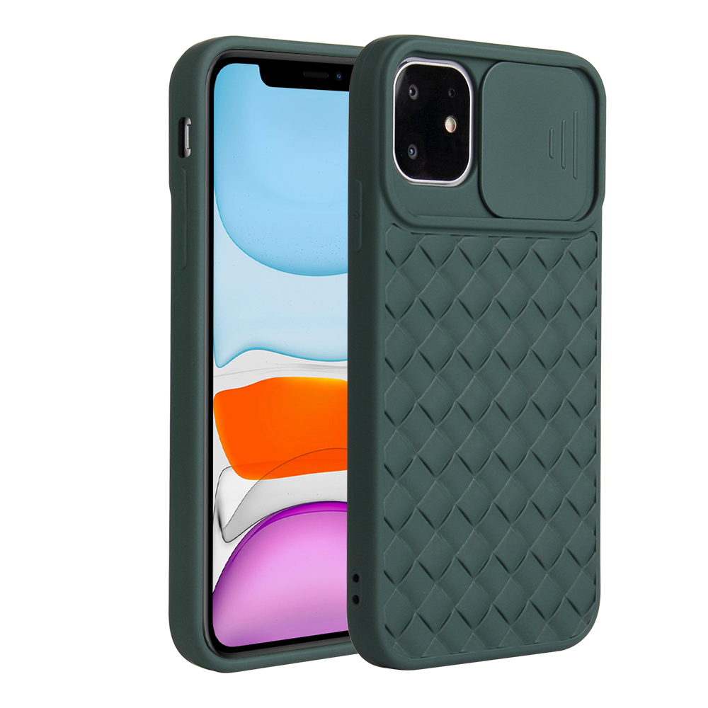 Soft TPU Phone Cover Woven Texture Case with Sliding Lens Cover for iPhone 11 - Blackish Green, iPhone 11 6.1 inch
Soft TPU Phone Cover Woven Texture Case with Sliding Lens Cover for iPhone 11 - Blackish Green, iPhone 11 6.1 inch