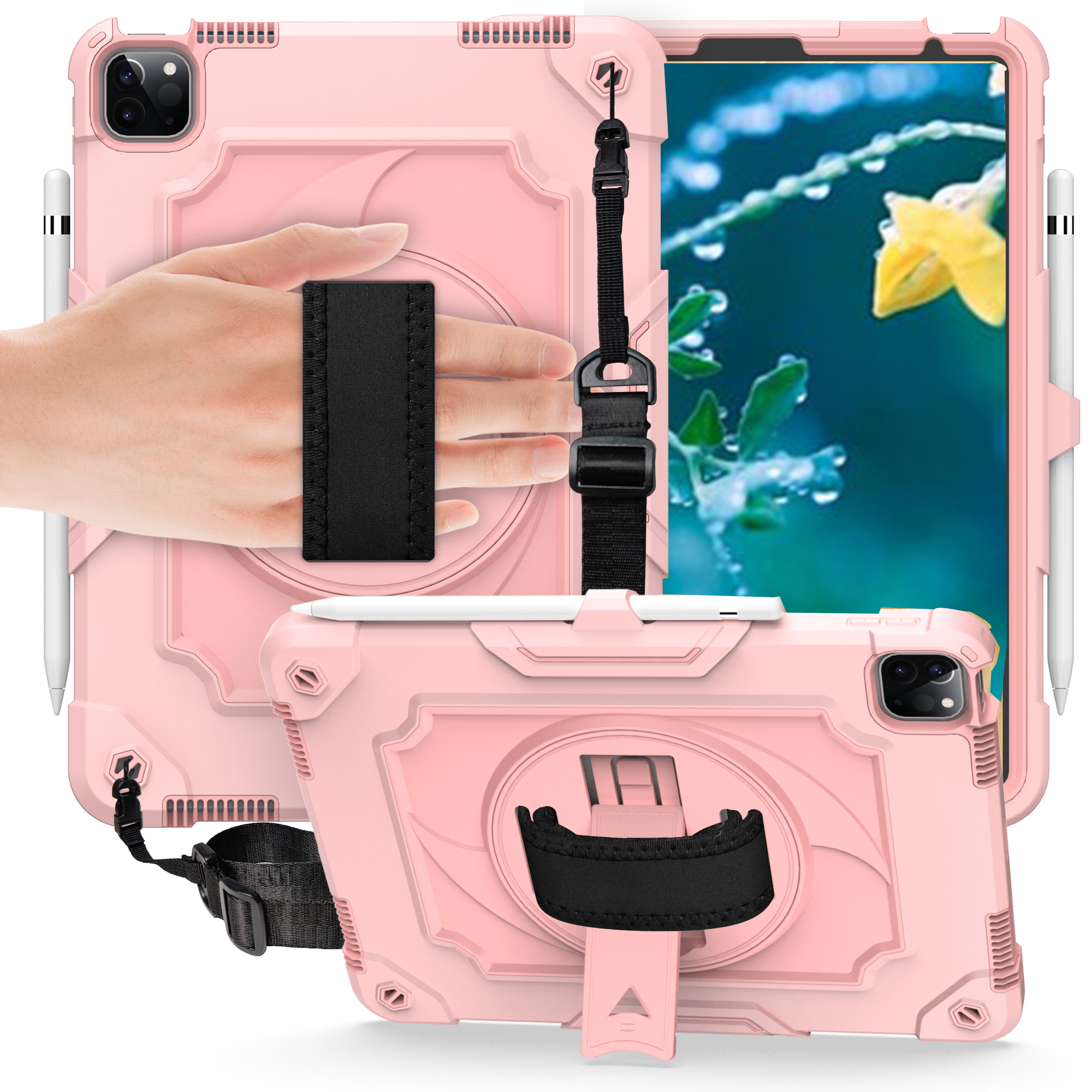 PC + Silicone Tablet Protective Case with 360° Swivel Hand Strap for iPad Air (2020)/Air (2022)/iPad Pro 11-inch (2021)(2020)(2018) - Pink, iPad Pro 11-inch (2021)
PC + Silicone Tablet Protective Case with 360° Swivel Hand Strap for iPad Air (2020)/Air (2022)/iPad Pro 11-inch (2021)(2020)(2018) - Pink, iPad Pro 11-inch (2021)