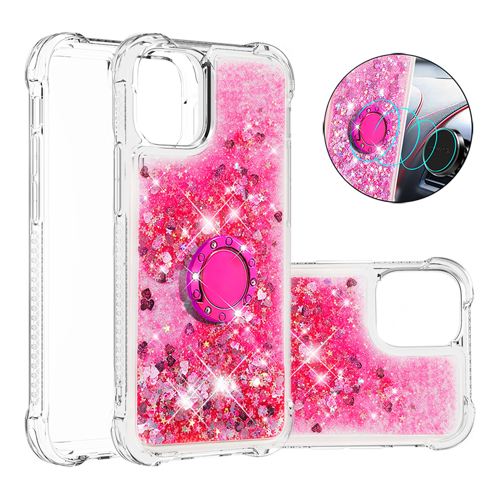 Drop-proof Quicksand Ring Kickstand TPU Cell Phone Protective Shell for iPhone 12 mini - Rose, iPhone 12 mini
Drop-proof Quicksand Ring Kickstand TPU Cell Phone Protective Shell for iPhone 12 mini - Rose, iPhone 12 mini