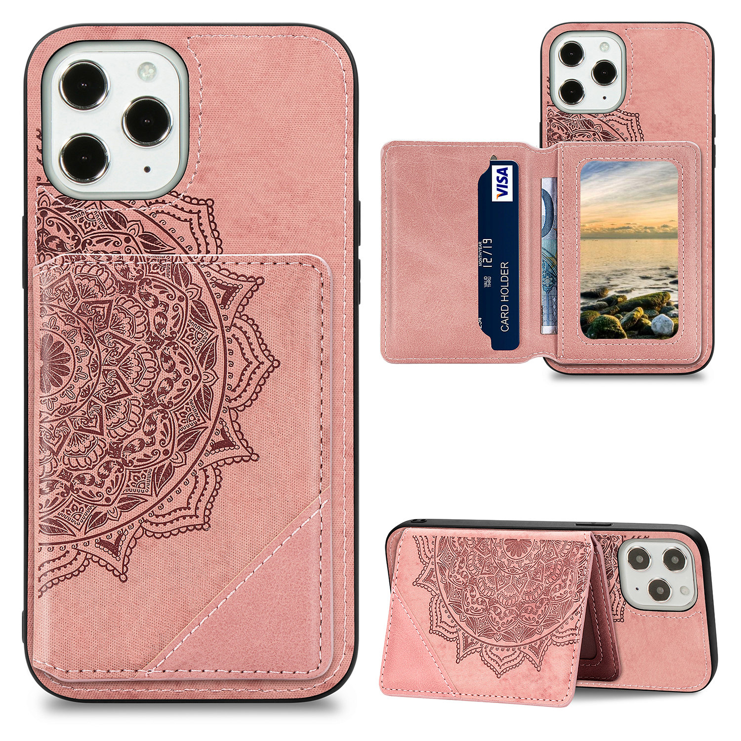 Mandala Flower Pattern PU Leather+TPU Kickstand Case Wallet for iPhone 12 Pro Max - Pink, iPhone 12 Pro Max
Mandala Flower Pattern PU Leather+TPU Kickstand Case Wallet for iPhone 12 Pro Max - Pink, iPhone 12 Pro Max