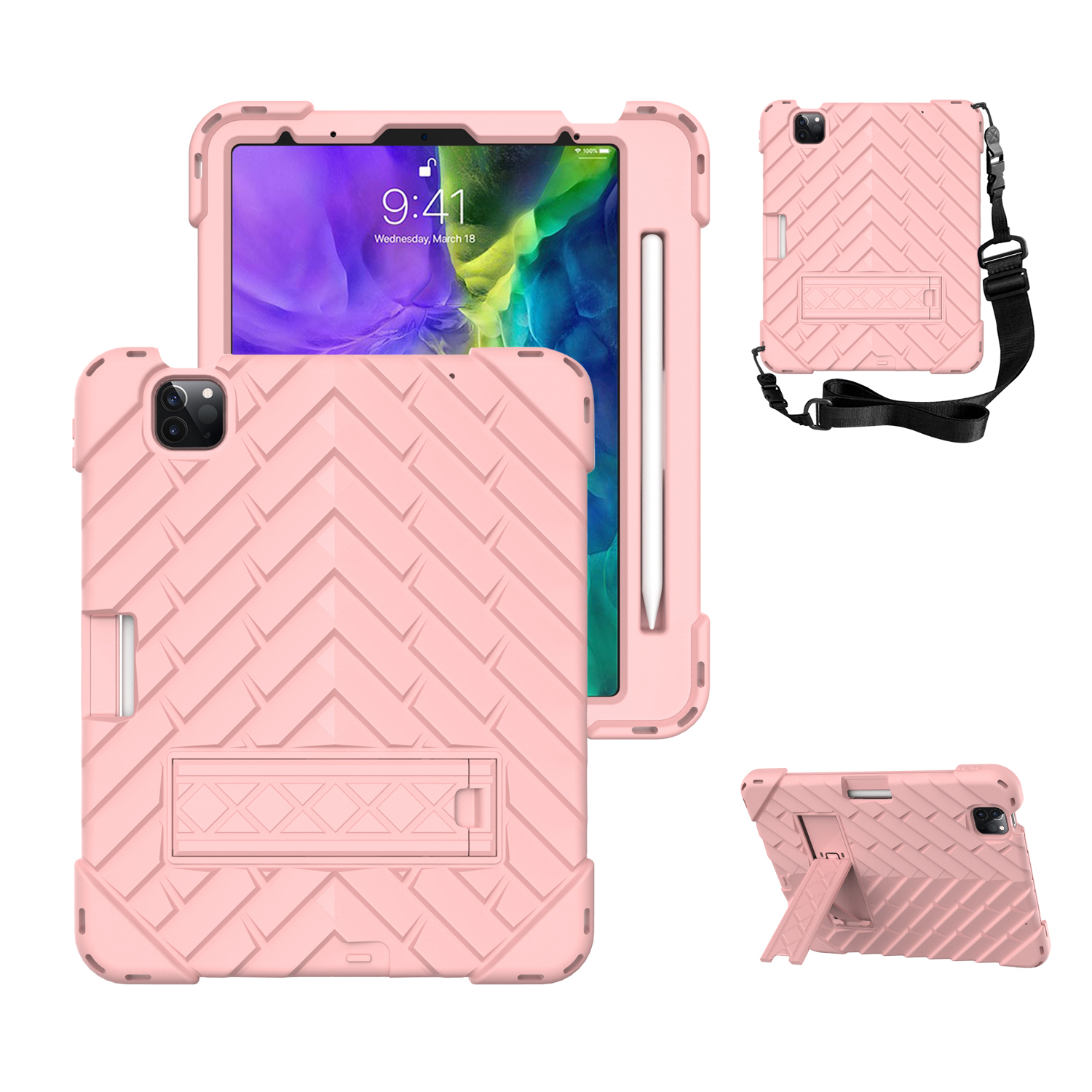 Rhombus Design PC + TPU Hybrid Tablet Shell Case with Kickstand and Lanyard for iPad Pro 11-inch (2018)/(2020)/(2021) - Rose Gold/Rose Gold, iPad Pro 11-inch (2021)
Rhombus Design PC + TPU Hybrid Tablet Shell Case with Kickstand and Lanyard for iPad Pro 11-inch (2018)/(2020)/(2021) - Rose Gold/Rose Gold, iPad Pro 11-inch (2021)