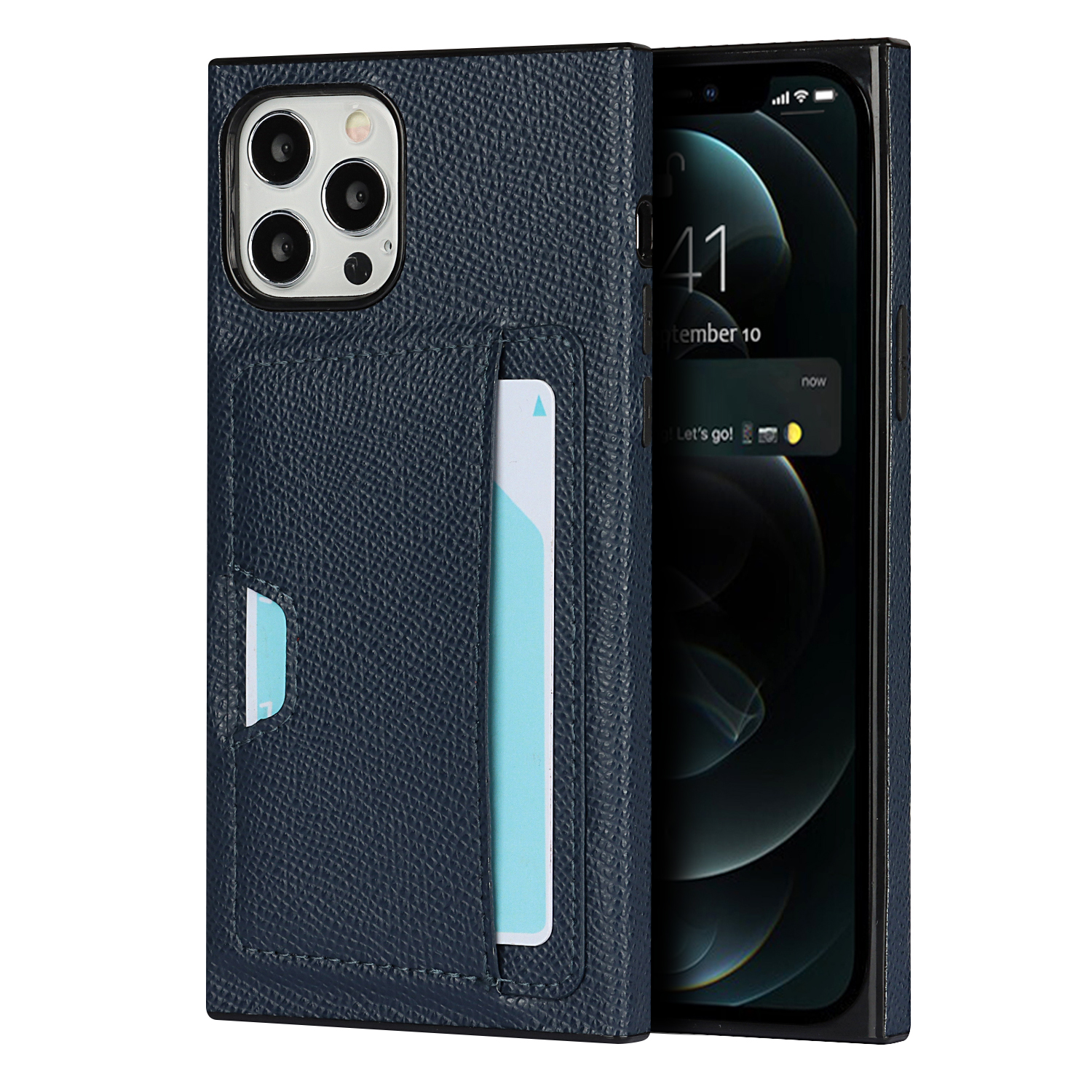 Genuine Leather Coated TPU Back Cover with Card Holder for iPhone 12/12 Pro - Dark Blue, iPhone 12
Genuine Leather Coated TPU Back Cover with Card Holder for iPhone 12/12 Pro - Dark Blue, iPhone 12