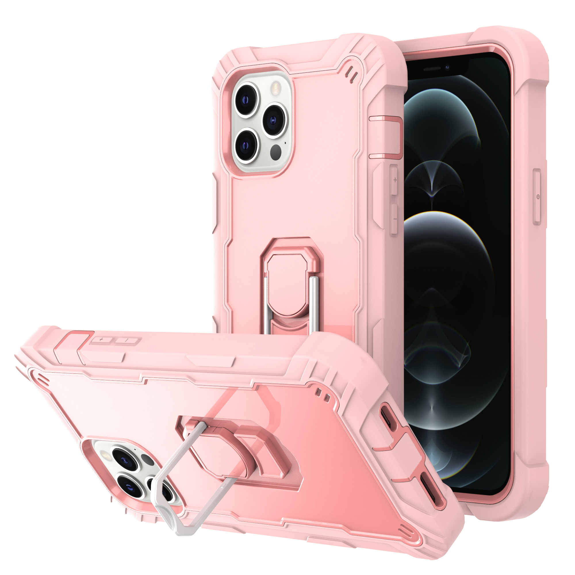 Shockproof Dual Color Hybrid Phone Case with Built-in Kickstand Design for iPhone 12 Pro Max - Rose Gold, iPhone 12 Pro Max
Shockproof Dual Color Hybrid Phone Case with Built-in Kickstand Design for iPhone 12 Pro Max - Rose Gold, iPhone 12 Pro Max