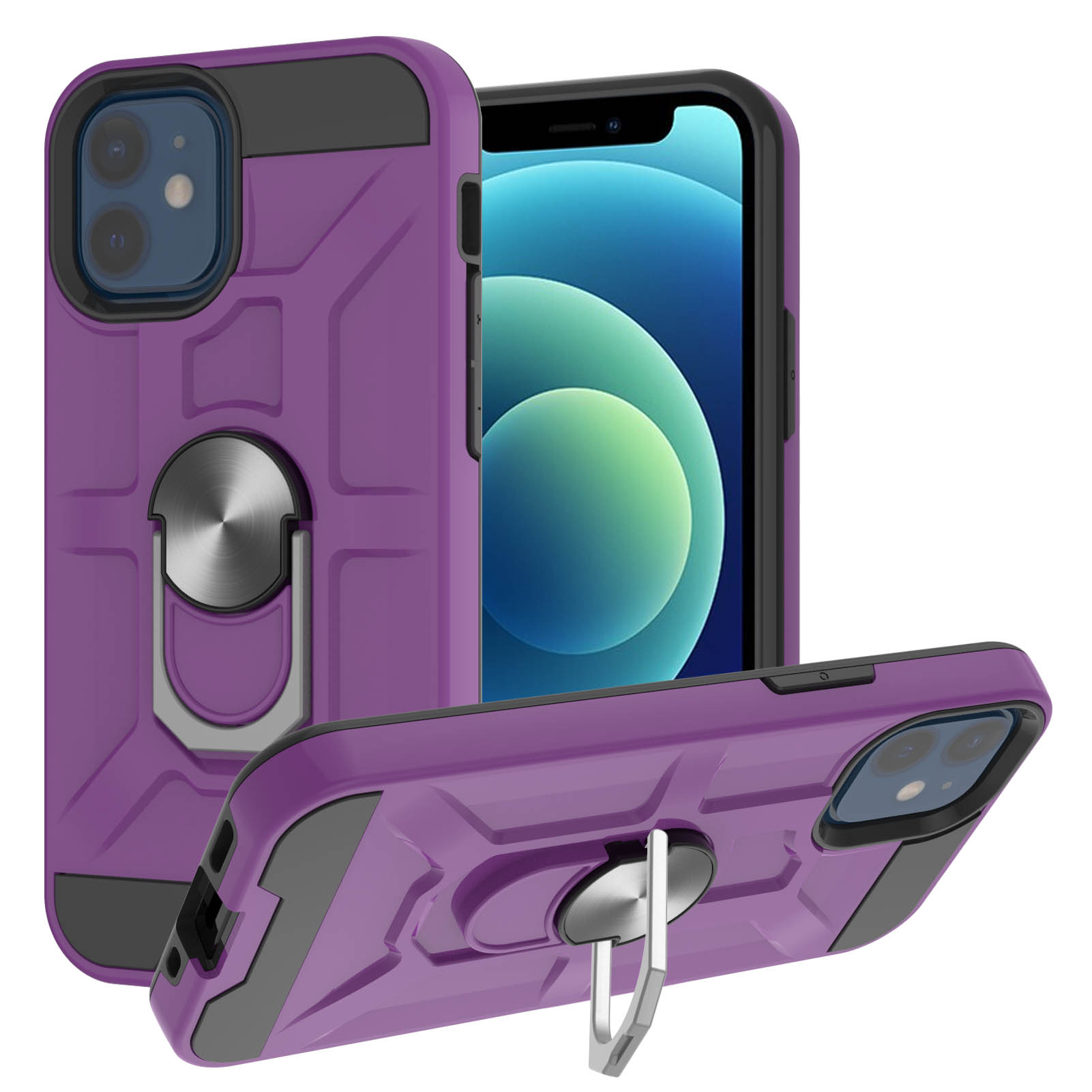 2-в-1 Гибридный Чехол Для Телефона PC + TPU Combo Cover С Кольцом Пальцев Для IPhone 12 Mini - Фиолетовый, iPhone 12 mini
2-в-1 Гибридный Чехол Для Телефона PC + TPU Combo Cover С Кольцом Пальцев Для IPhone 12 Mini - Фиолетовый, iPhone 12 mini