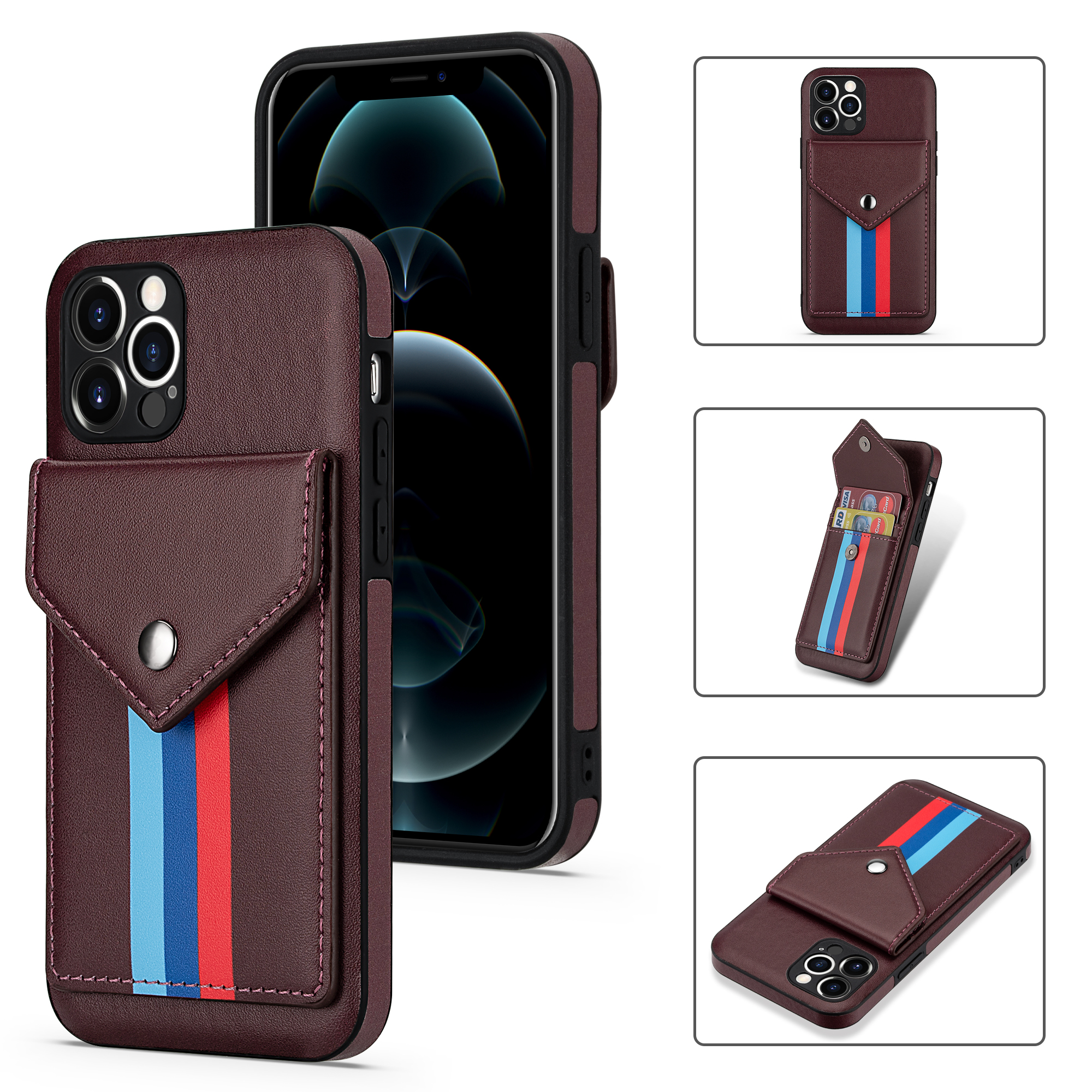TRI-COLE Ударопрочный TPU + PU Кожаный Чехол Для Телефона С Слотами Для Карточек Для IPhone 12 / 12 Про - Коричневый, iPhone 12
TRI-COLE Ударопрочный TPU + PU Кожаный Чехол Для Телефона С Слотами Для Карточек Для IPhone 12 / 12 Про - Коричневый, iPhone 12