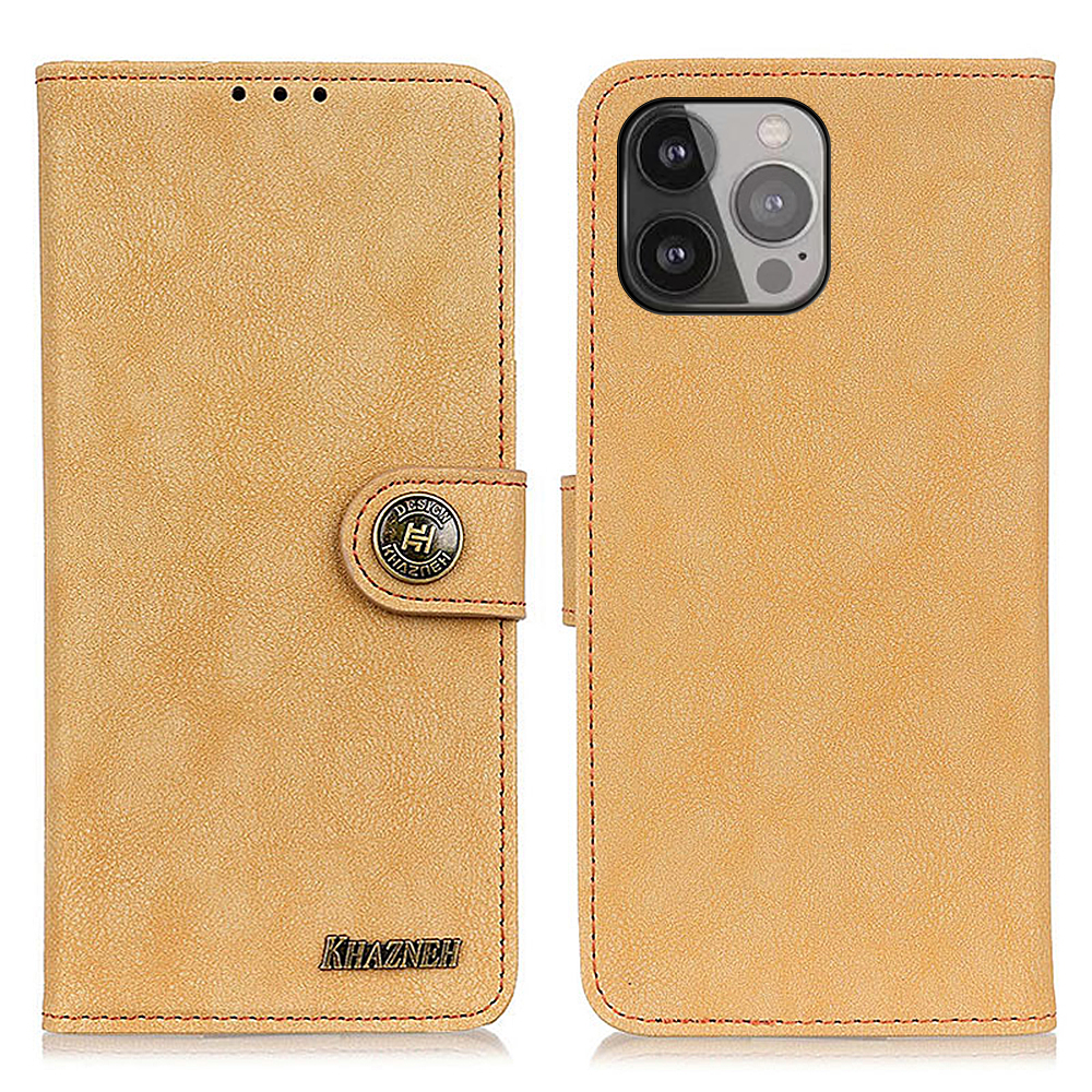 KHAZNEH Stitching Design Retro Split Leather Phone Stand Case with Wallet for iPhone 13 Pro Max 6.7 inch - Khaki, iPhone 13 Pro Max
KHAZNEH Stitching Design Retro Split Leather Phone Stand Case with Wallet for iPhone 13 Pro Max 6.7 inch - Khaki, iPhone 13 Pro Max