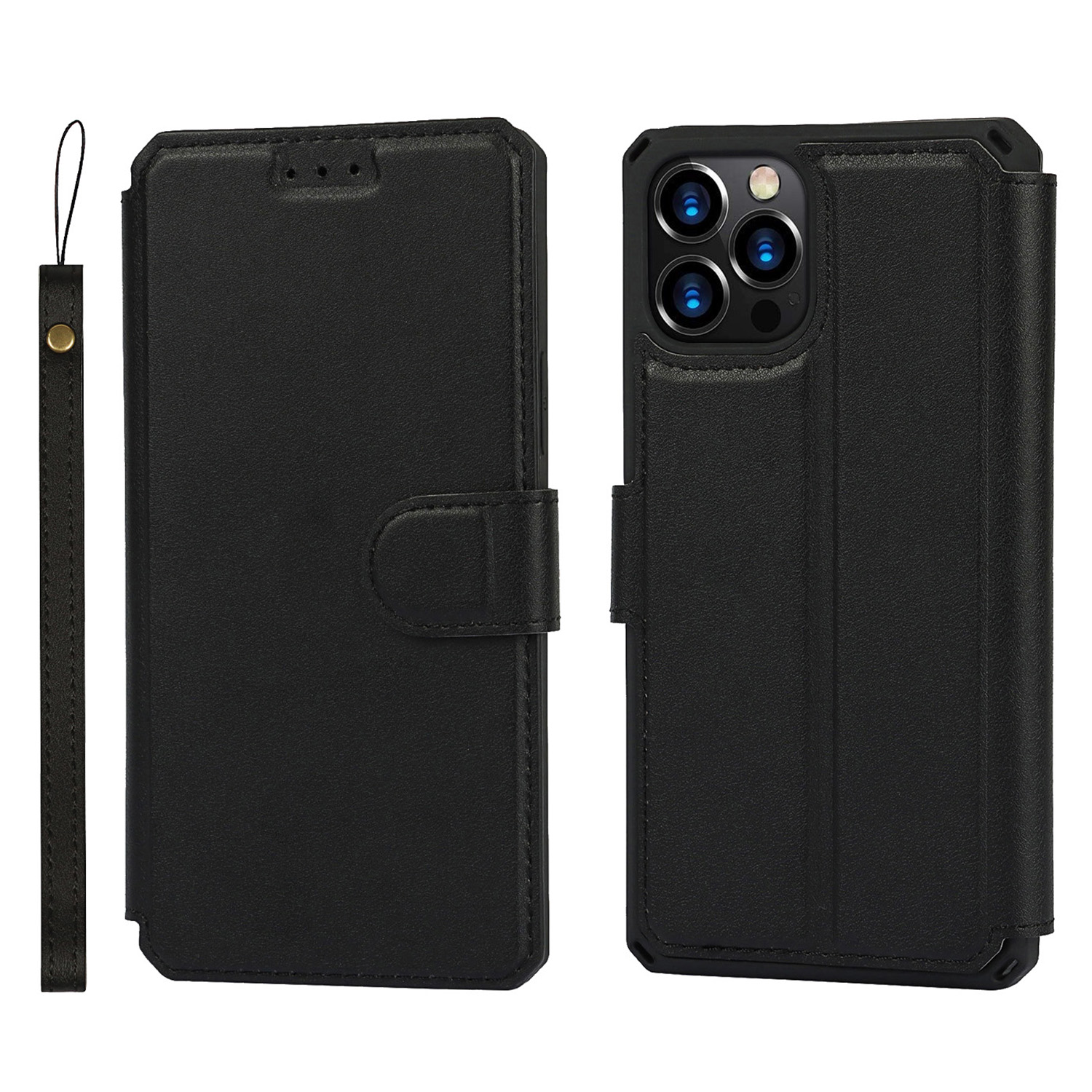 PU Leather Wallet Phone Cover with Wrist Strap for iPhone 12/12 Pro - Black, iPhone 12 Pro
PU Leather Wallet Phone Cover with Wrist Strap for iPhone 12/12 Pro - Black, iPhone 12 Pro