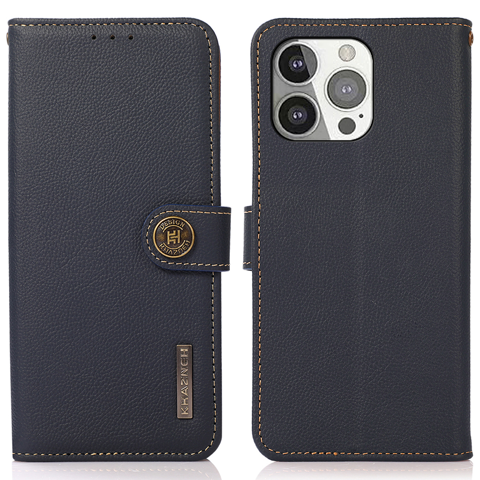 KHAZNEH Genuine Leather Anti-theft Swiping Design Wallet Phone Case Stand Shell for iPhone 13 Pro 6.1 inch - Blue, iPhone 13 Pro
KHAZNEH Genuine Leather Anti-theft Swiping Design Wallet Phone Case Stand Shell for iPhone 13 Pro 6.1 inch - Blue, iPhone 13 Pro