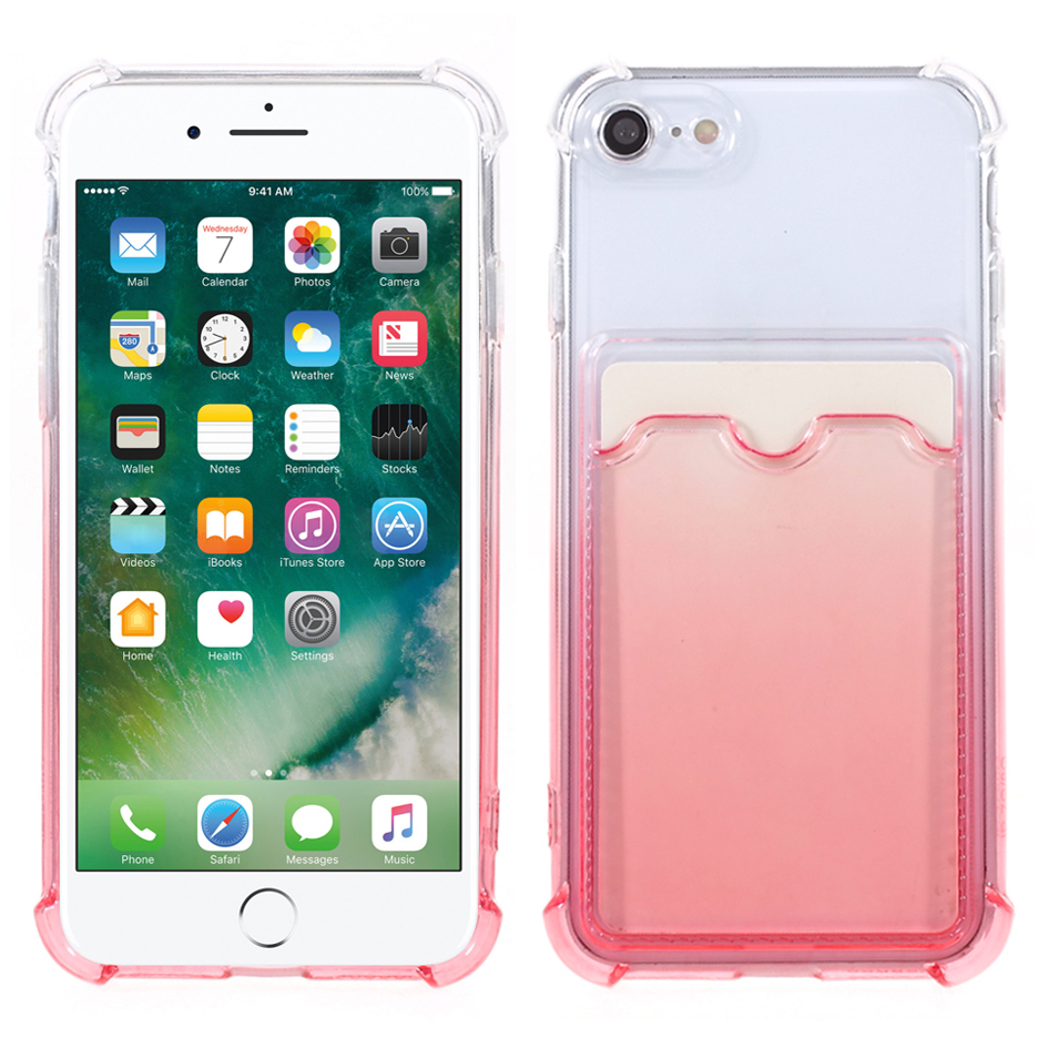 Gradient Color Card Slot Anti-Drop TPU Phone Case Protective Cover for iPhone 7 4.7 inch/8 4.7 inch/SE (2020)/SE (2022) - Red, iPhone SE (2022)
Gradient Color Card Slot Anti-Drop TPU Phone Case Protective Cover for iPhone 7 4.7 inch/8 4.7 inch/SE (2020)/SE (2022) - Red, iPhone SE (2022)