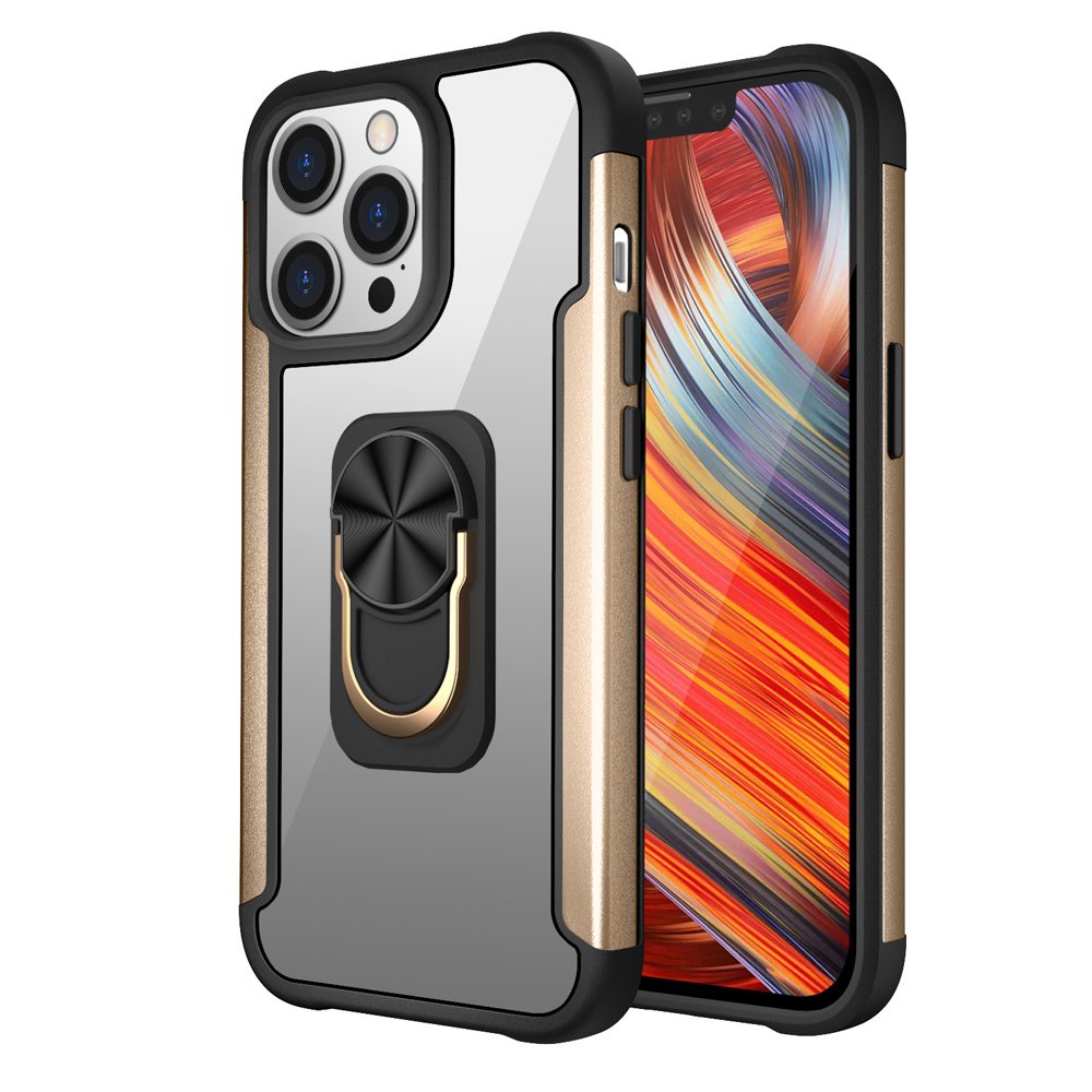 Built-in Magnetic Sheet Design PC + TPU Hybrid Case Phone Shell with Finger Ring Kickstand for iPhone 13 Pro 6.1 inch - Gold, iPhone 13 Pro
Built-in Magnetic Sheet Design PC + TPU Hybrid Case Phone Shell with Finger Ring Kickstand for iPhone 13 Pro 6.1 inch - Gold, iPhone 13 Pro
