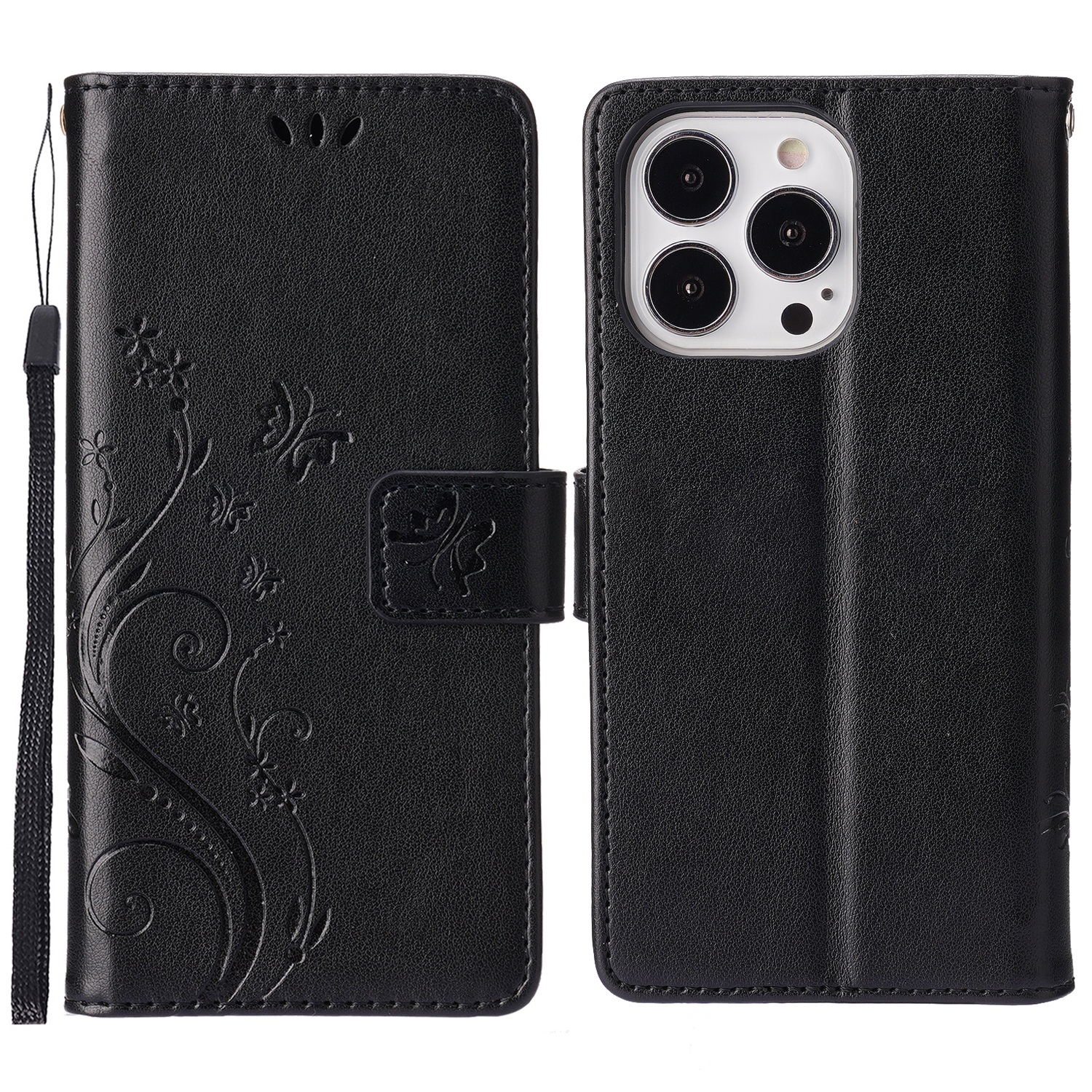 Butterflies Pattern Imprinting Leather Case Wallet Stand Cover with Wrist Strap for iPhone 13 Pro Max 6.7 inch - Black, iPhone 13 Pro Max
Butterflies Pattern Imprinting Leather Case Wallet Stand Cover with Wrist Strap for iPhone 13 Pro Max 6.7 inch - Black, iPhone 13 Pro Max