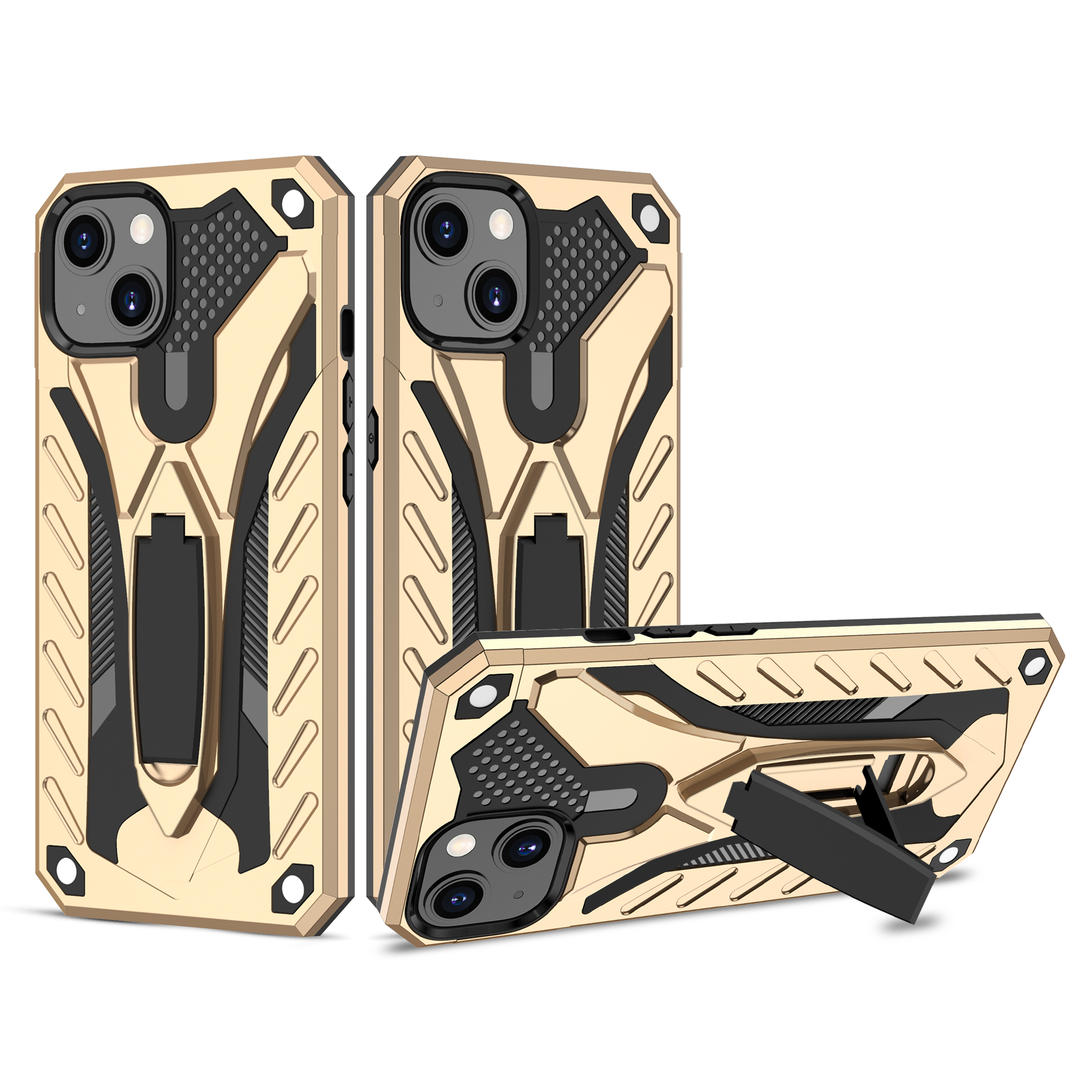 Phantom Knight Style Soft TPU + PC Hybrid Full-Body Stylish Shockproof Protective Phone Case with Kickstand for iPhone 13 Pro Max 6.7 inch - Gold, iPhone 13 Pro Max
Phantom Knight Style Soft TPU + PC Hybrid Full-Body Stylish Shockproof Protective Phone Case with Kickstand for iPhone 13 Pro Max 6.7 inch - Gold, iPhone 13 Pro Max